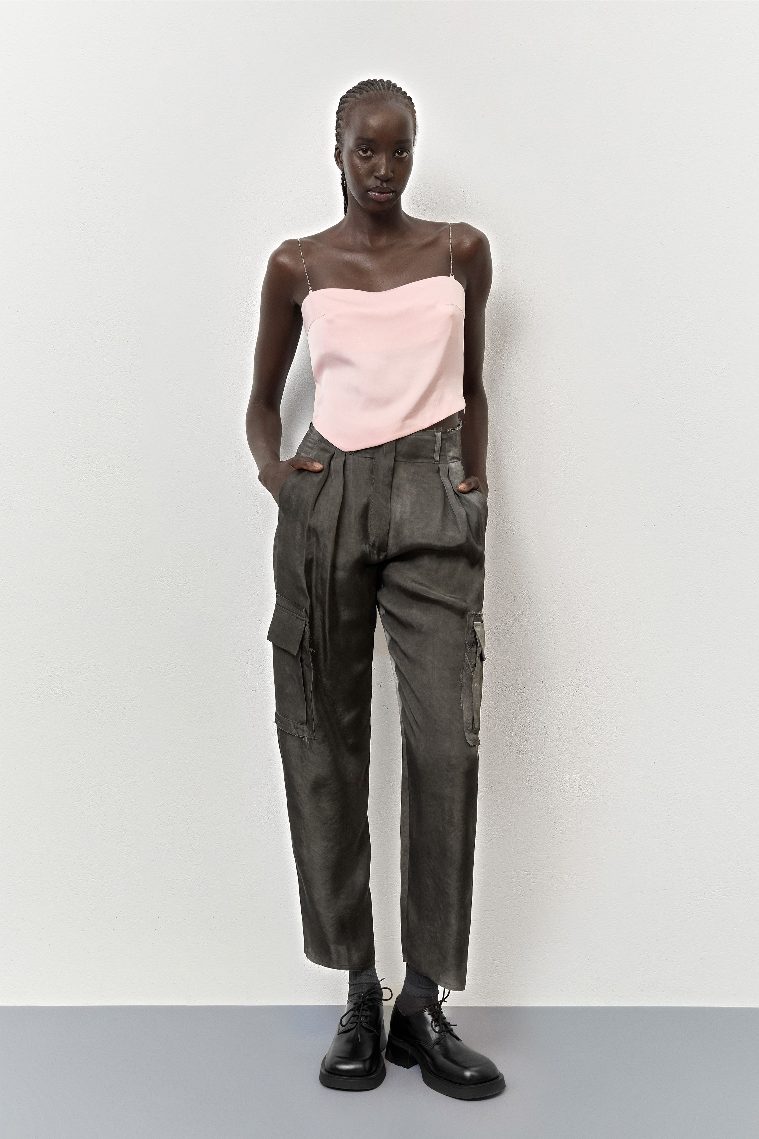 Jaidy Dark Grey Cargo Trousers | Miista | Designed & Handmade in Europe