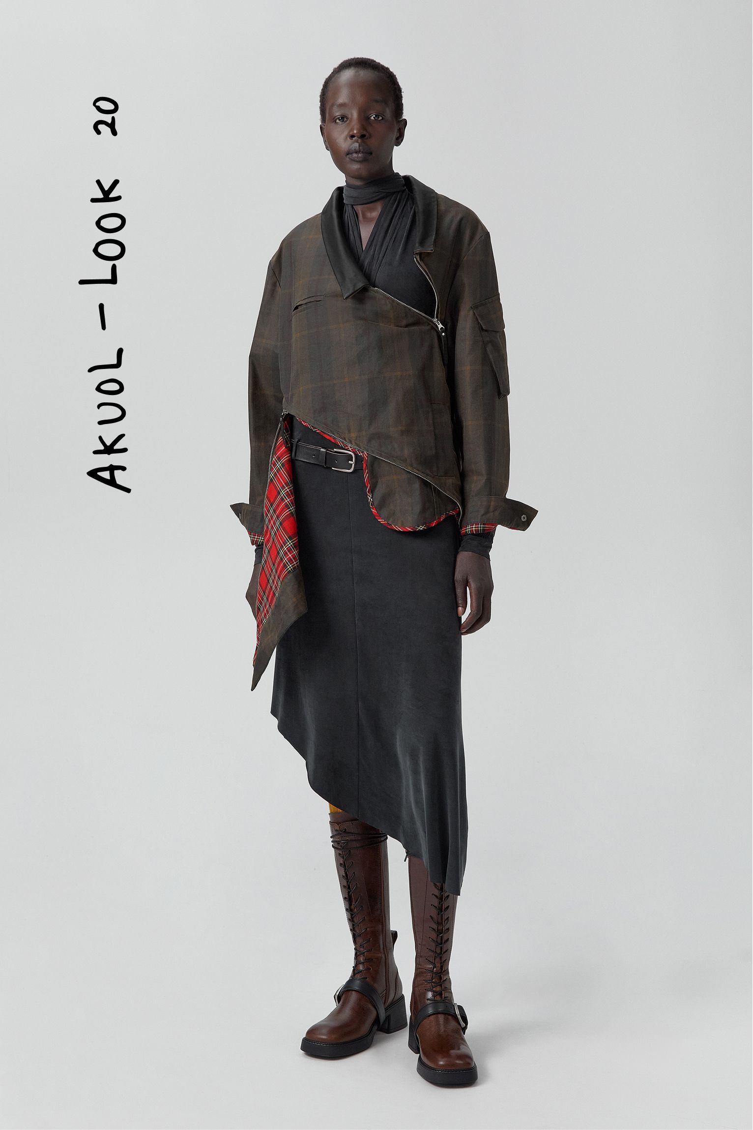Marla Brown Checked Detachable Jacket | Miista | Designed & Handmade in Europe