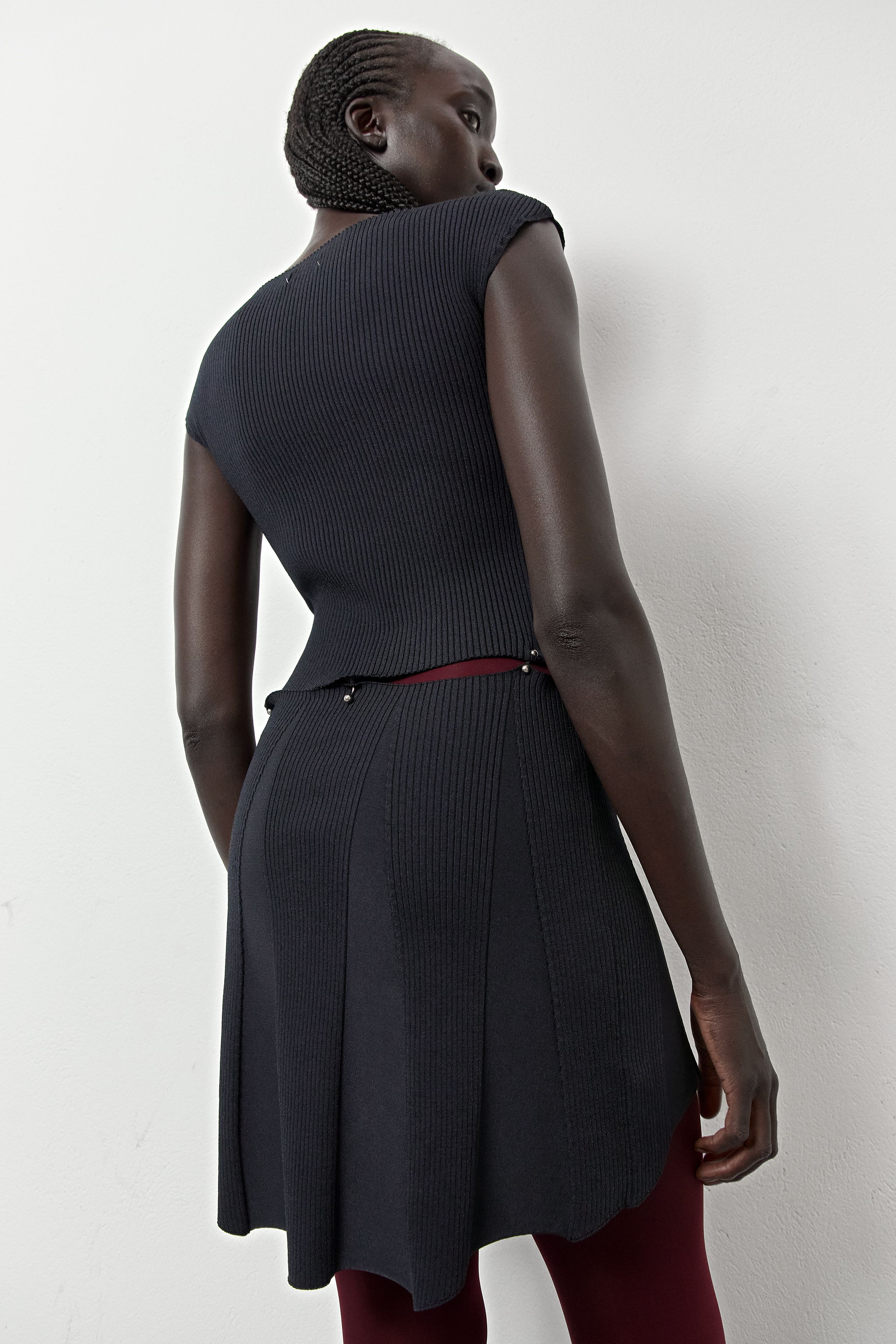 rd style matt t shirt knit dress Teah Dress - Navy Ribbed Knit