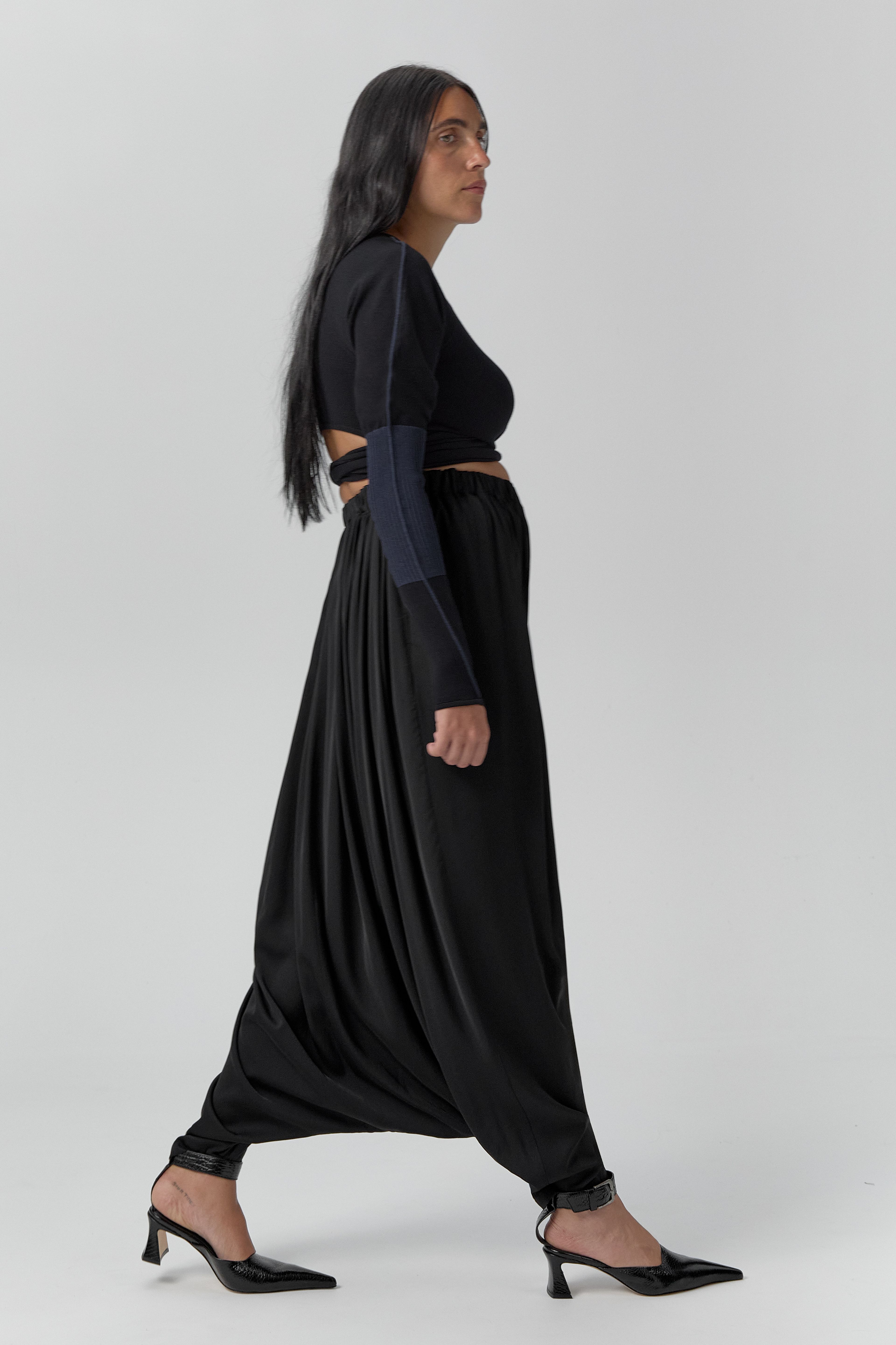 Gina Trousers - Washed Black Cupro | Miista | Designed & Handmade in Europe