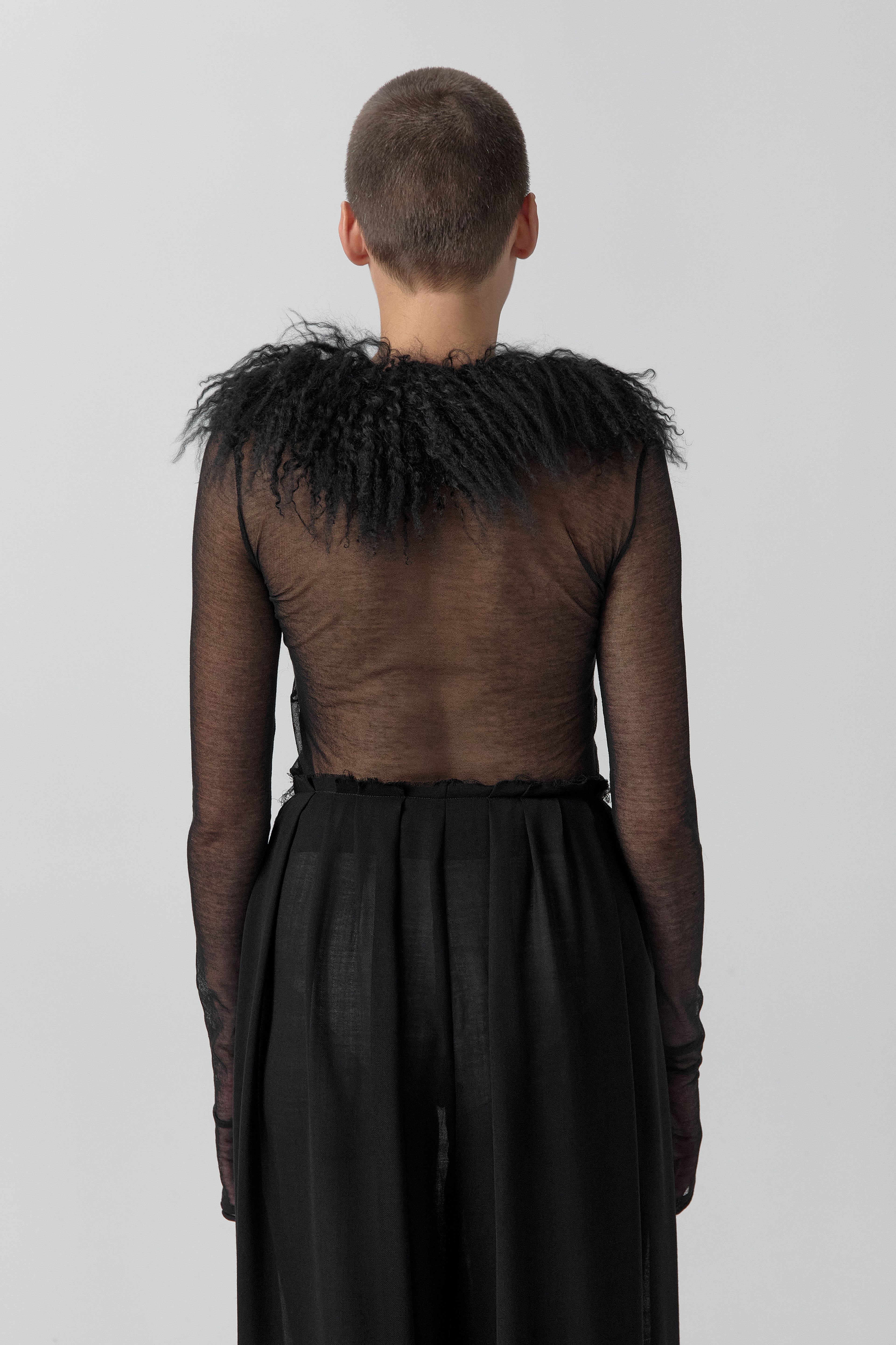 Ripley Black Fuzzy Collar Mini Knit Jacket | Miista | Designed & Handmade in Europe