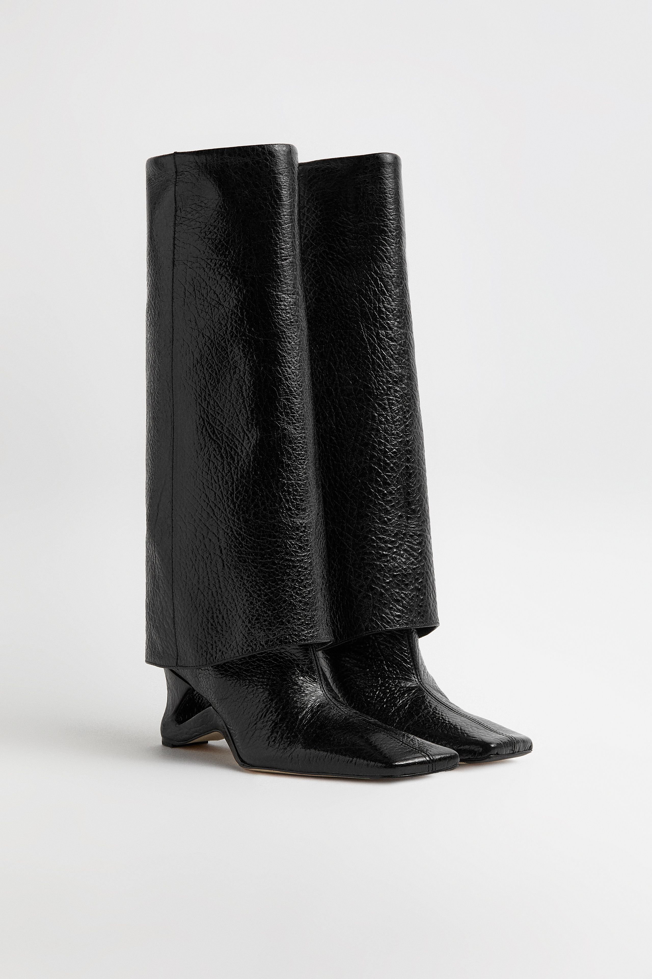Denise Black Folded Tall Boots | Miista | Designed & Handmade in Europe