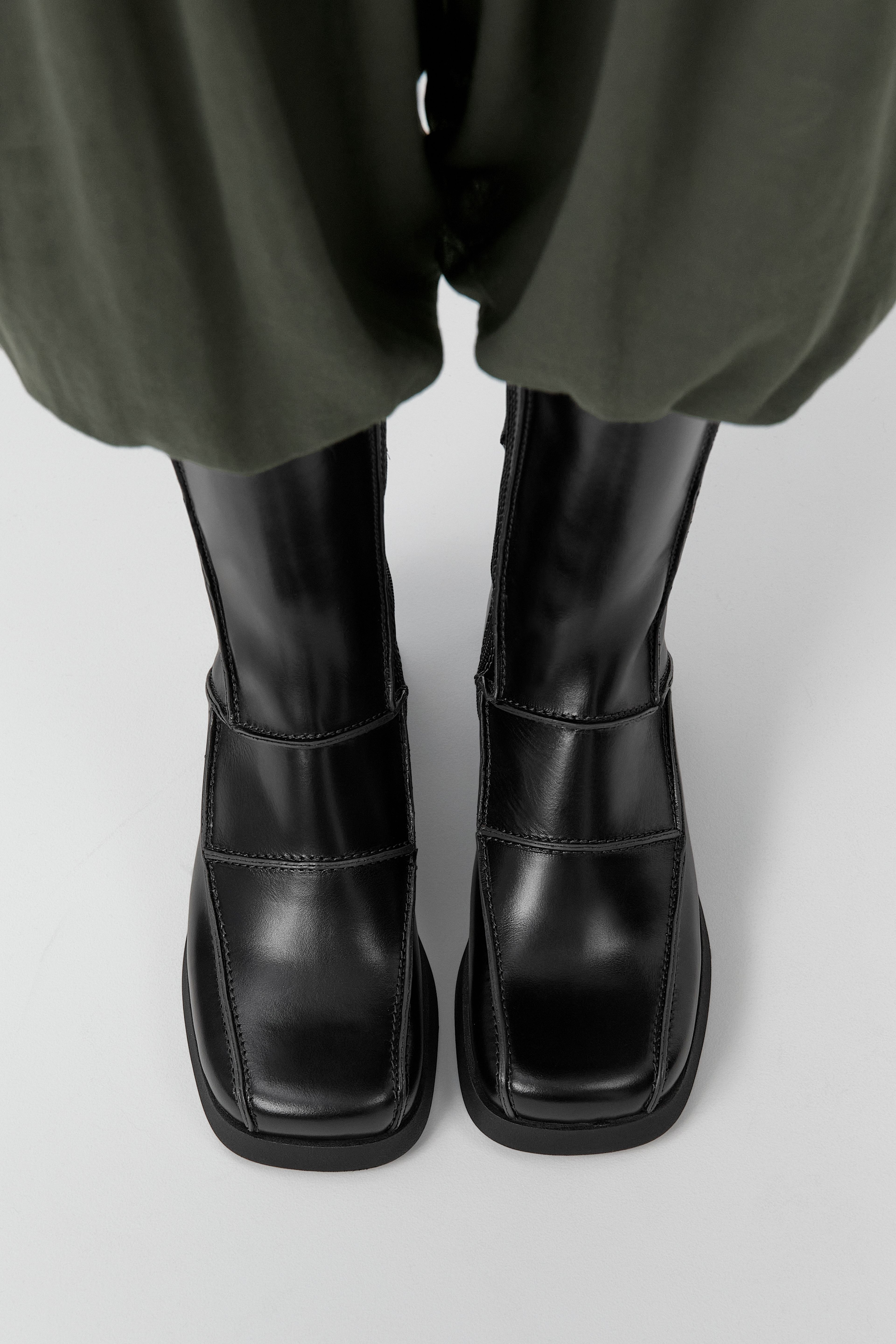 Neaera Boots - Black Leather Grey Stitching | Miista | Designed & Handmade in Europe
