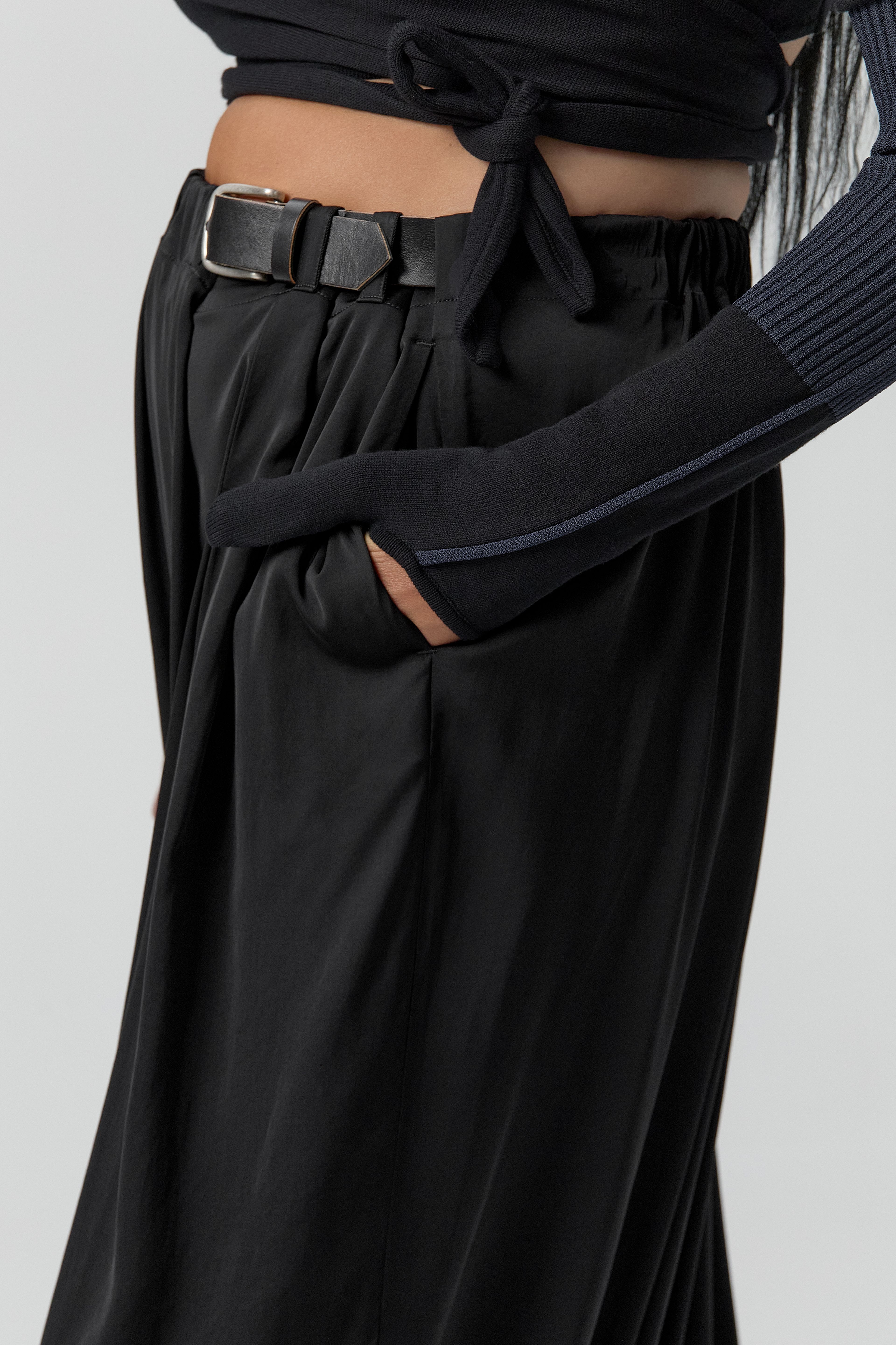 Gina Trousers - Washed Black Cupro | Miista | Designed & Handmade in Europe