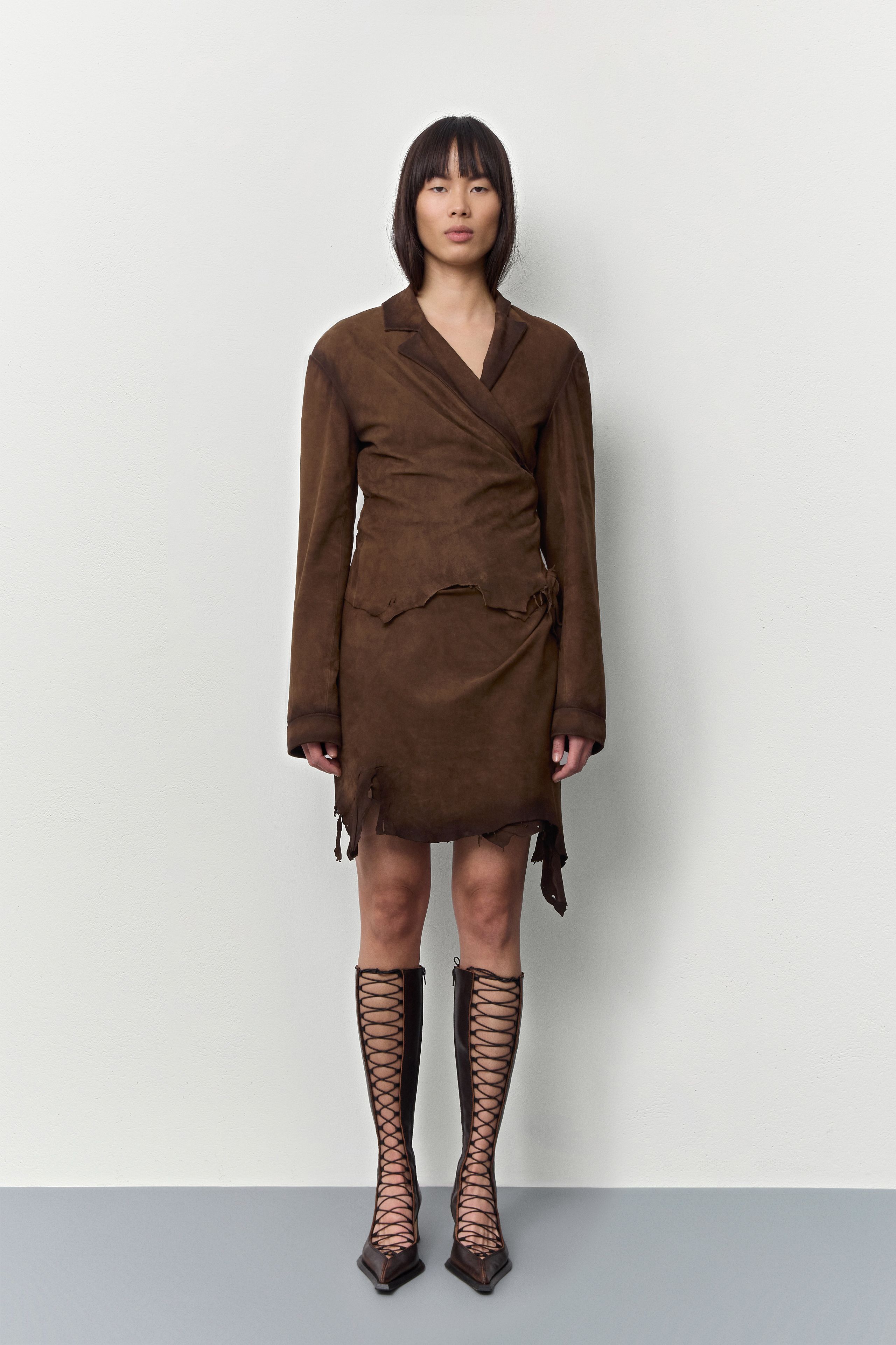 Steph Tan Wrapped Leather Jacket | Miista | Designed & Handmade in Europe