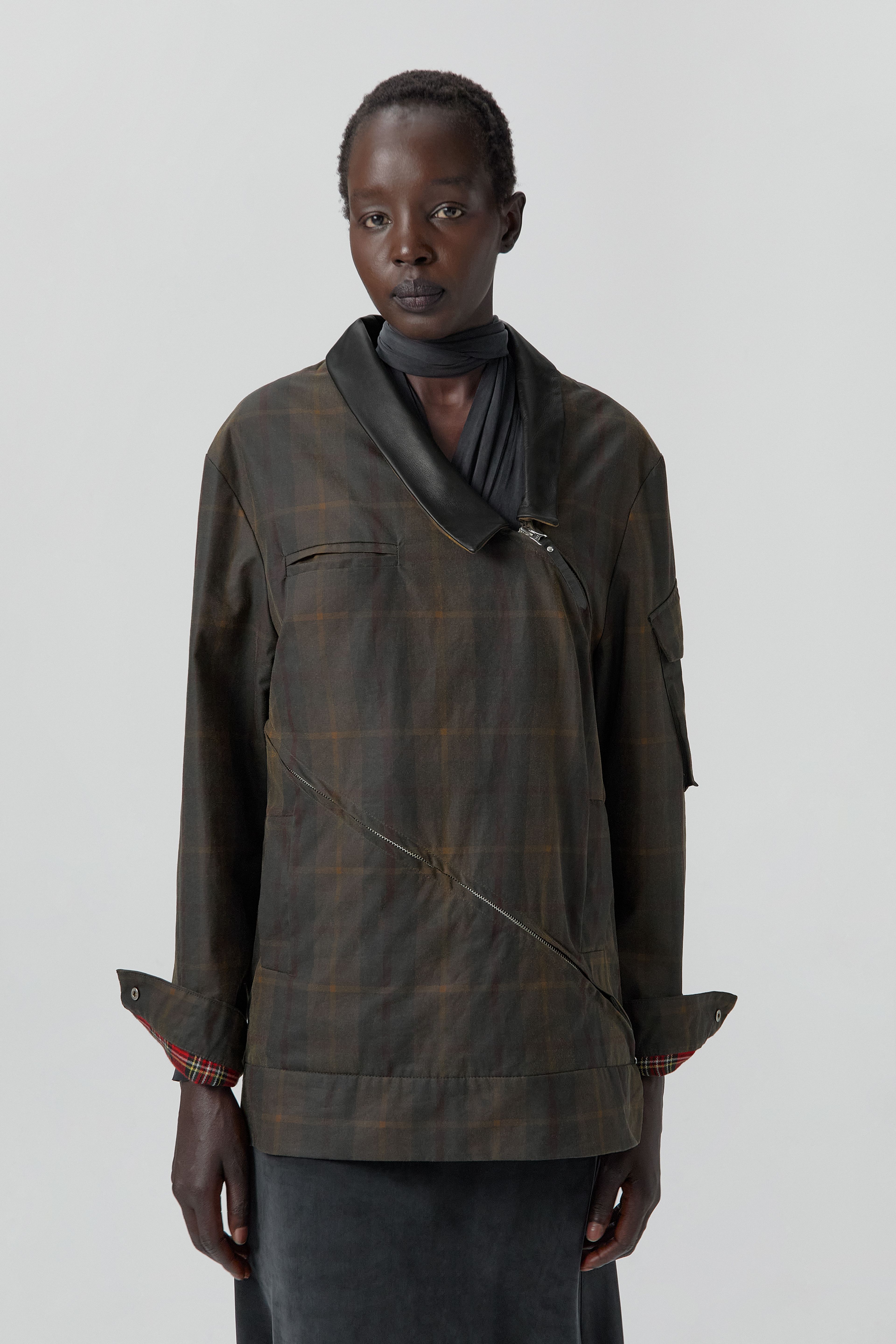 Marla Brown Checked Detachable Jacket | Miista | Designed & Handmade in Europe