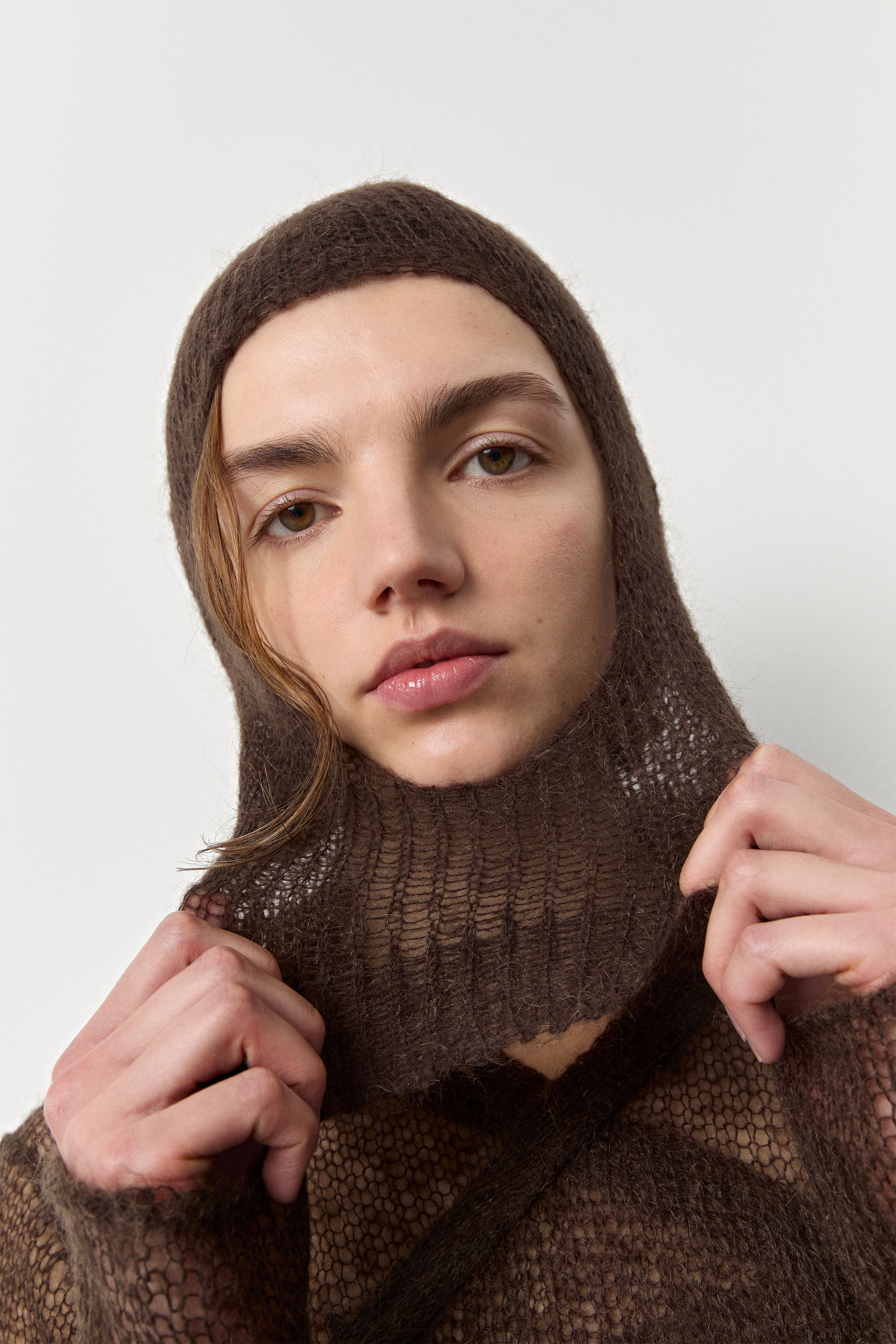Eir Balaclava - Brown Mohair blend | Miista