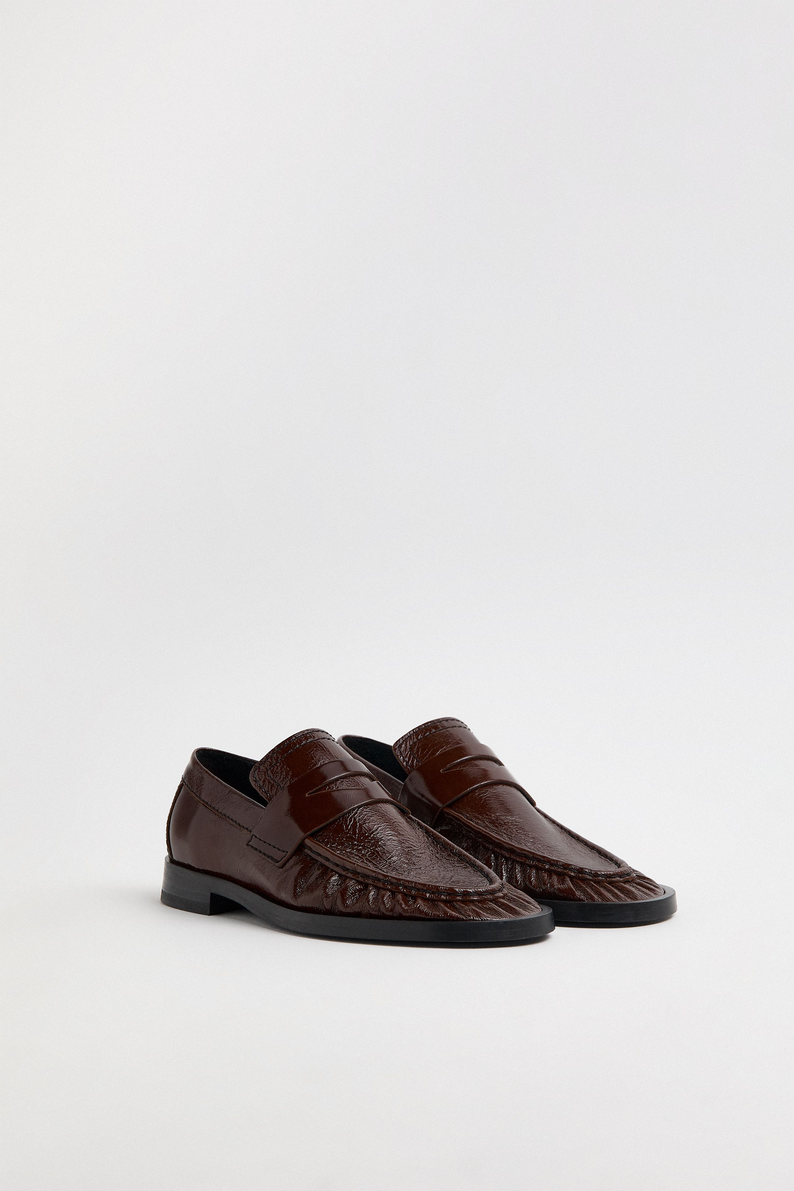 Zita Loafers - Brown Crinkle Leather | Miista