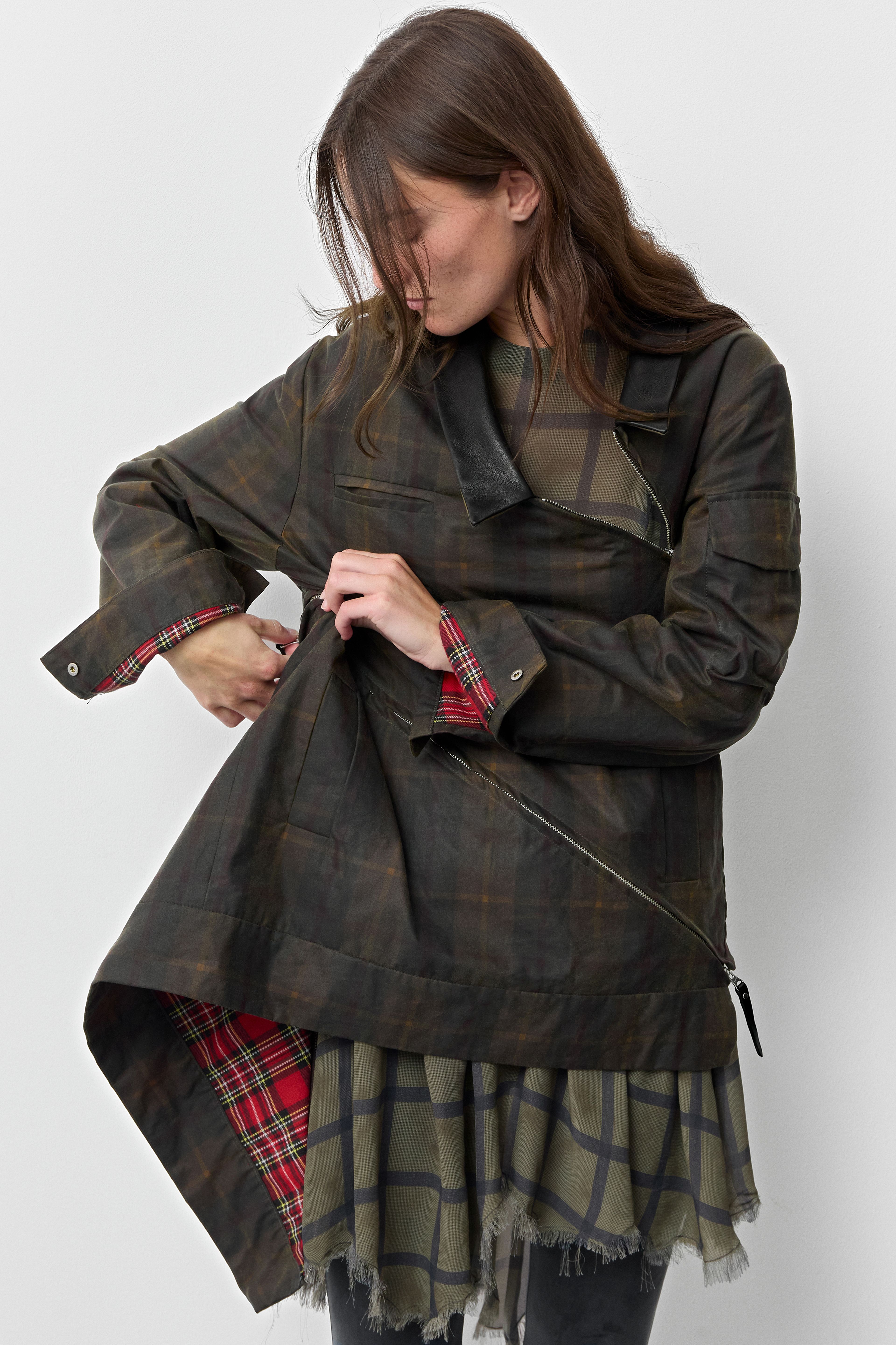 Marla Brown Checked Detachable Jacket | Miista | Designed & Handmade in Europe