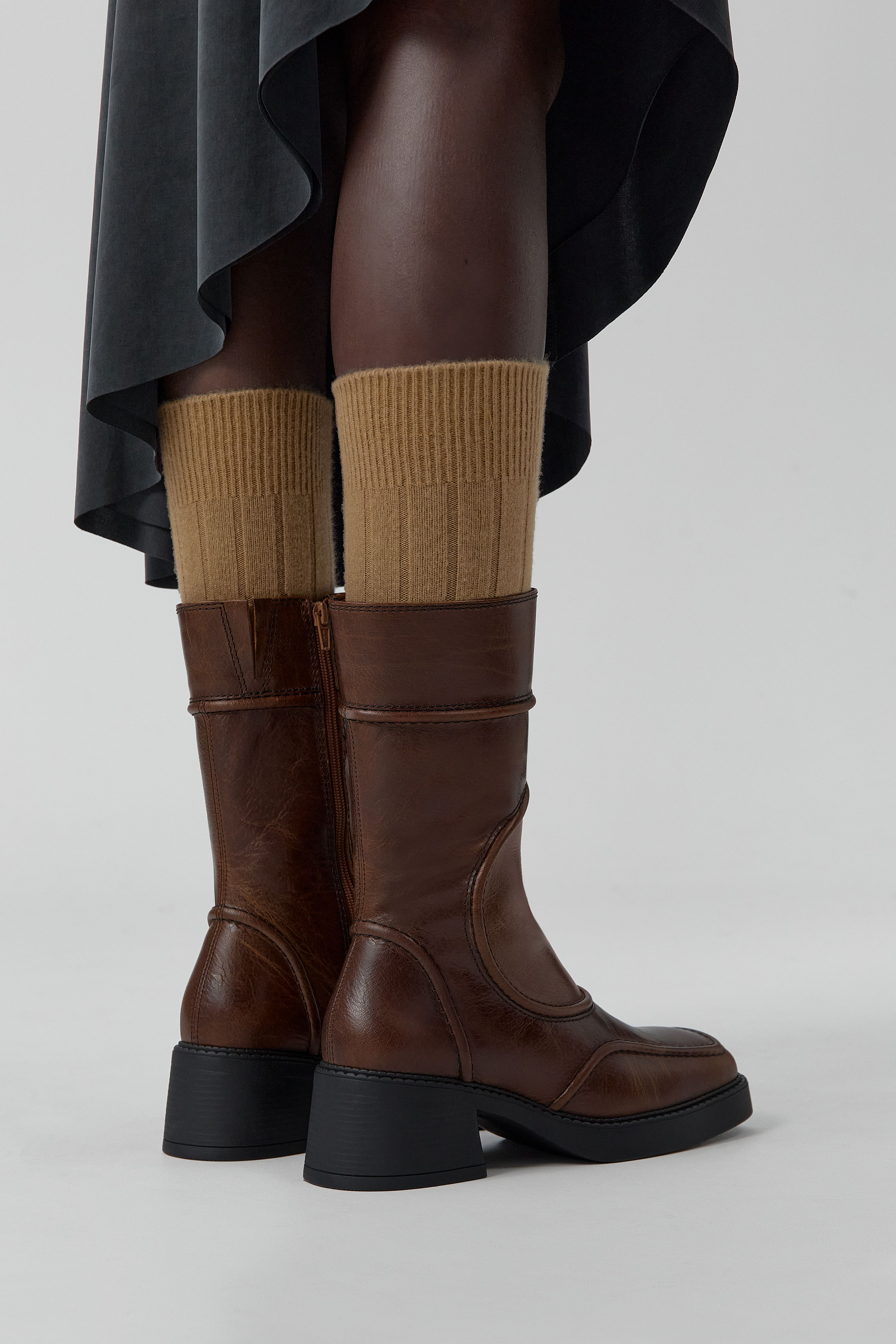 Malene Boots - Tan Leather Black Stitching | Miista | Designed & Handmade in Europe