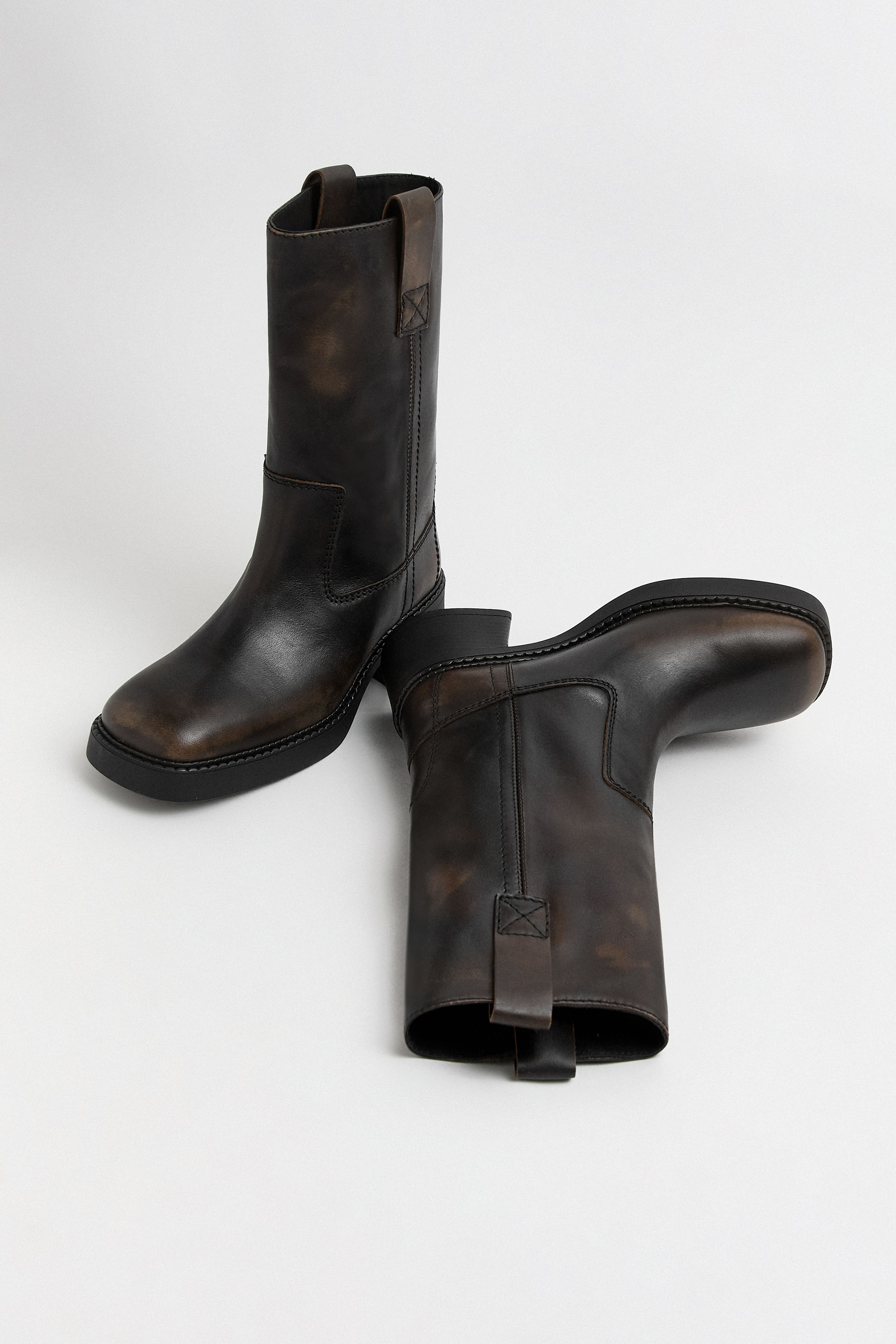 Inaya Boots - Brown Brush Off Leather | Miista | Designed & Handmade in Europe