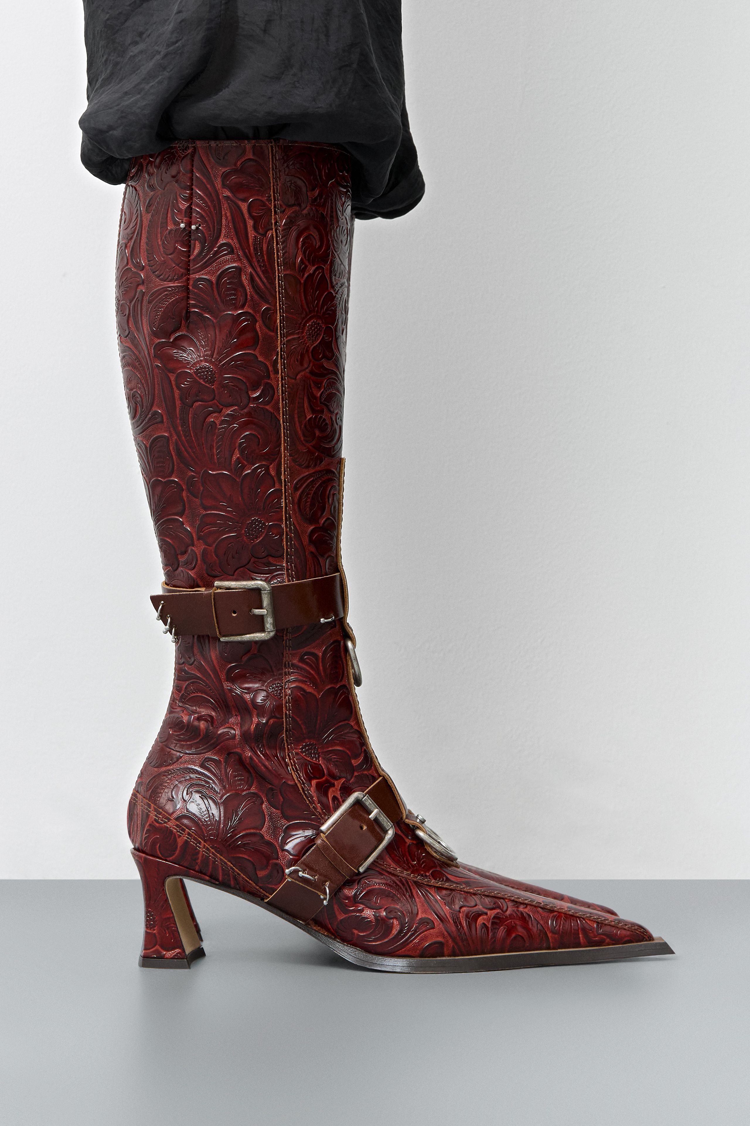 Eliya Boots - Tan Embossed Leather | Miista