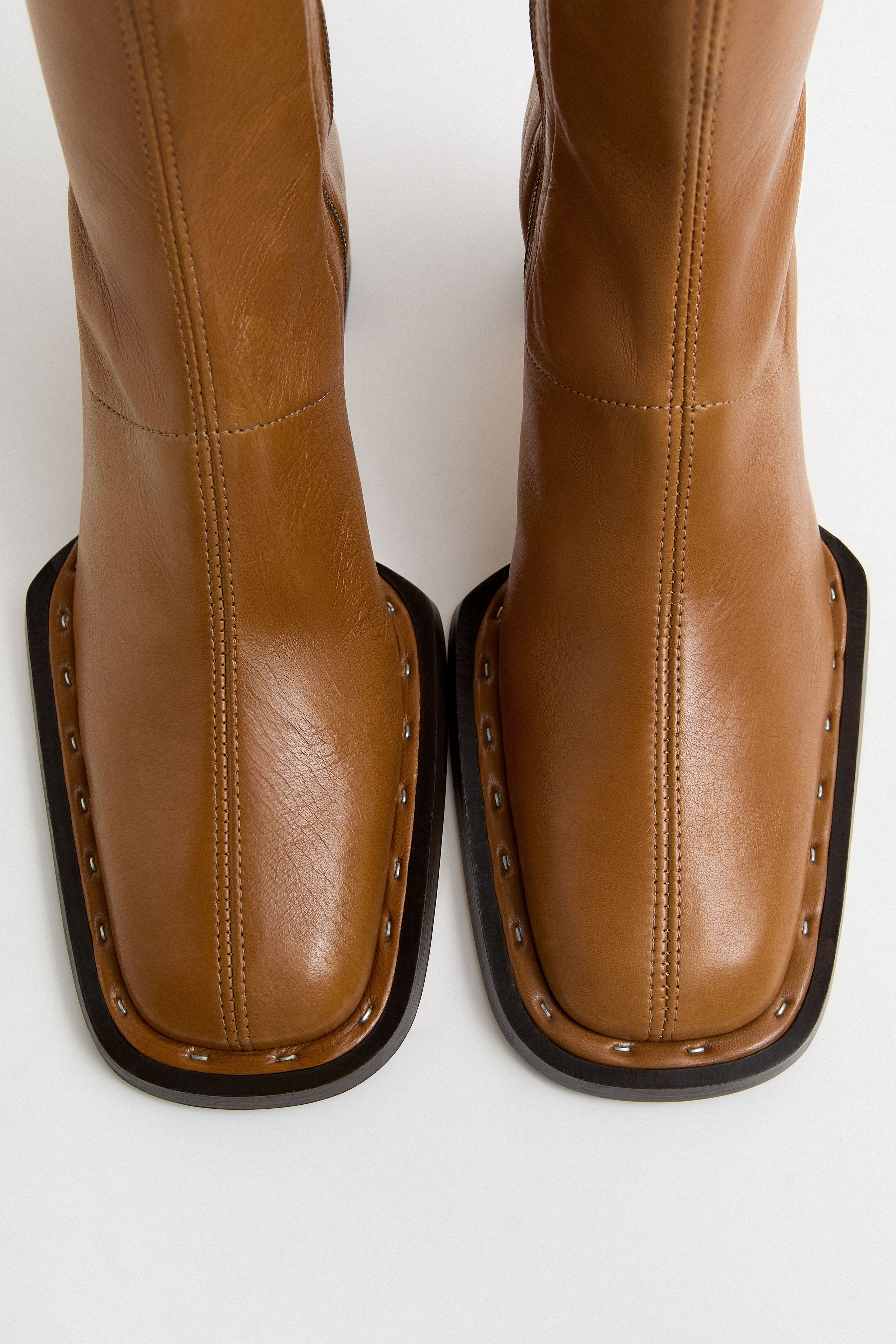 Chasity Boots Caramel Stretch Nappa | Miista | Designed & Handmade in Europe