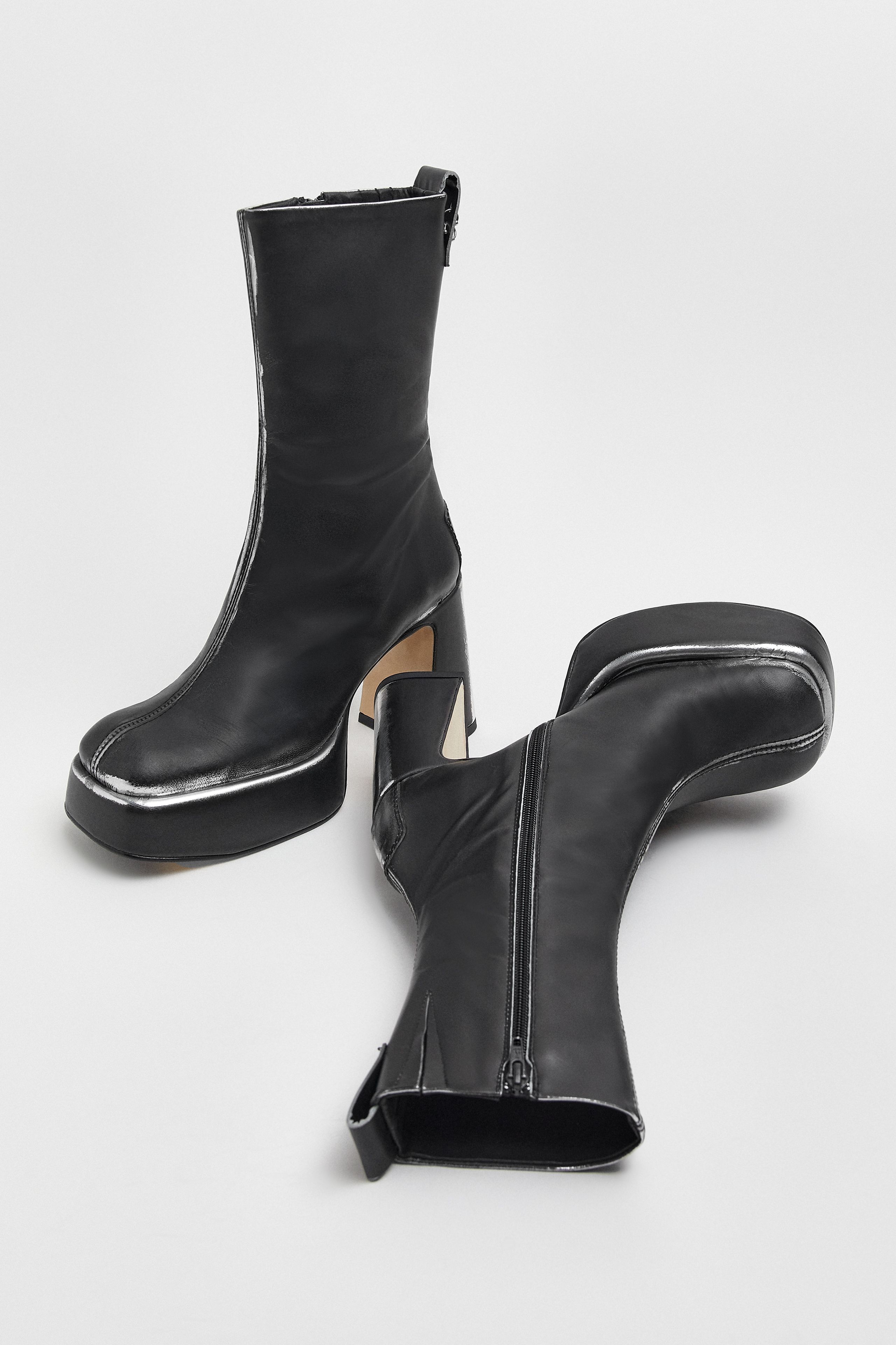 Apple Black Silver Brush Ankle Boots | Miista