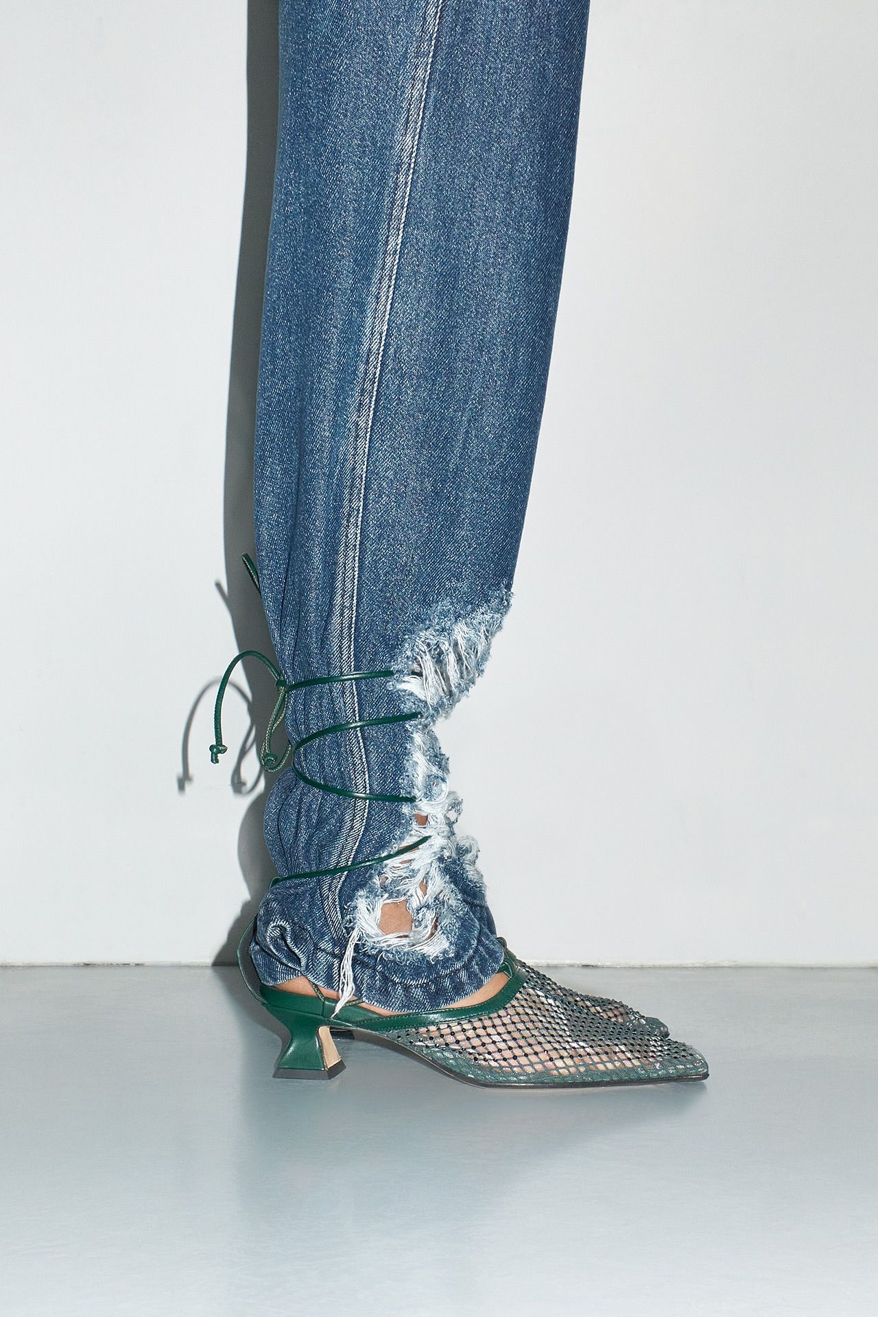Andes Green Mesh Mule Sandals | Miista Europe | Made in Portugal