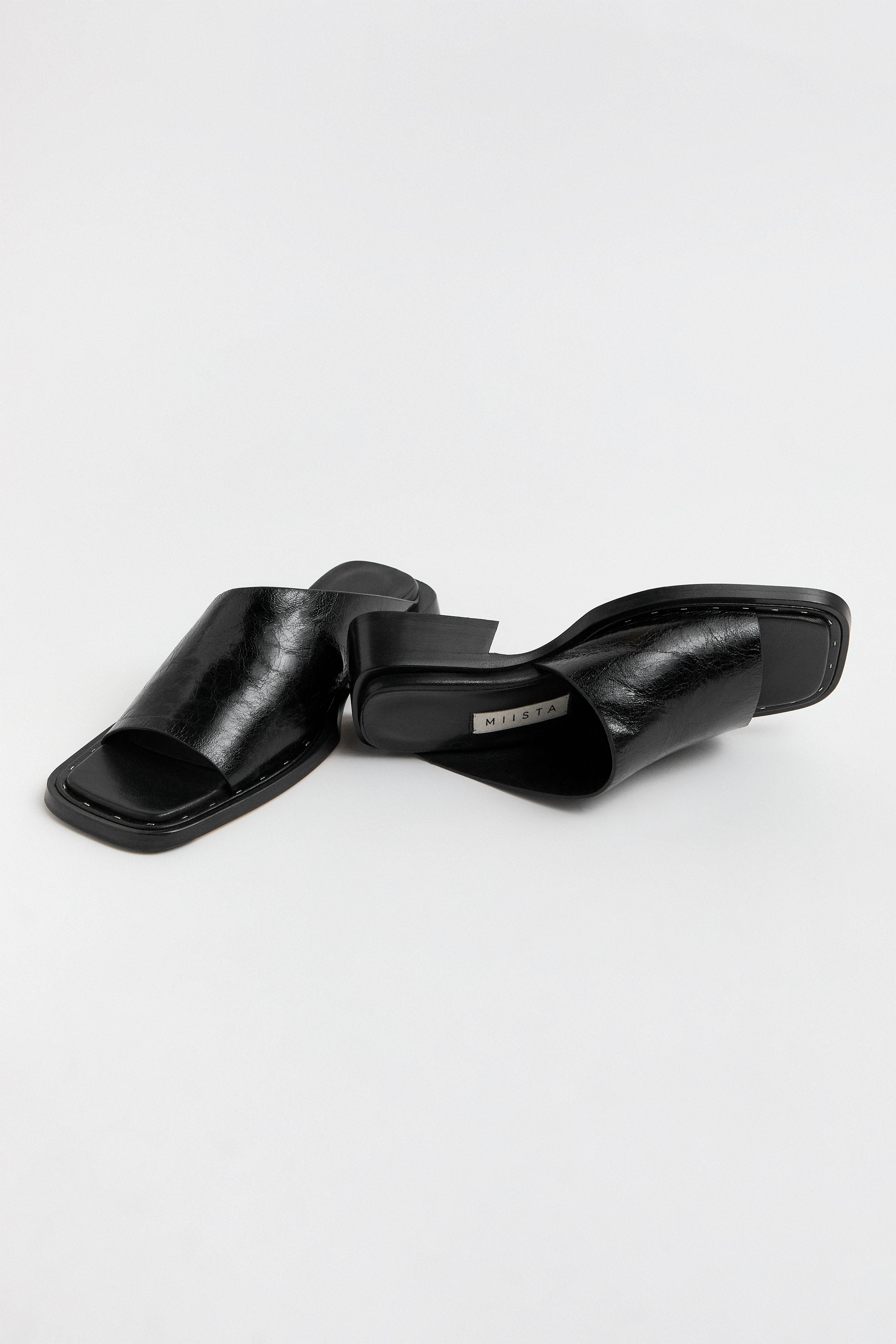 Alendra Black Asymmetric Sandals | Miista | Designed & Handmade in Europe