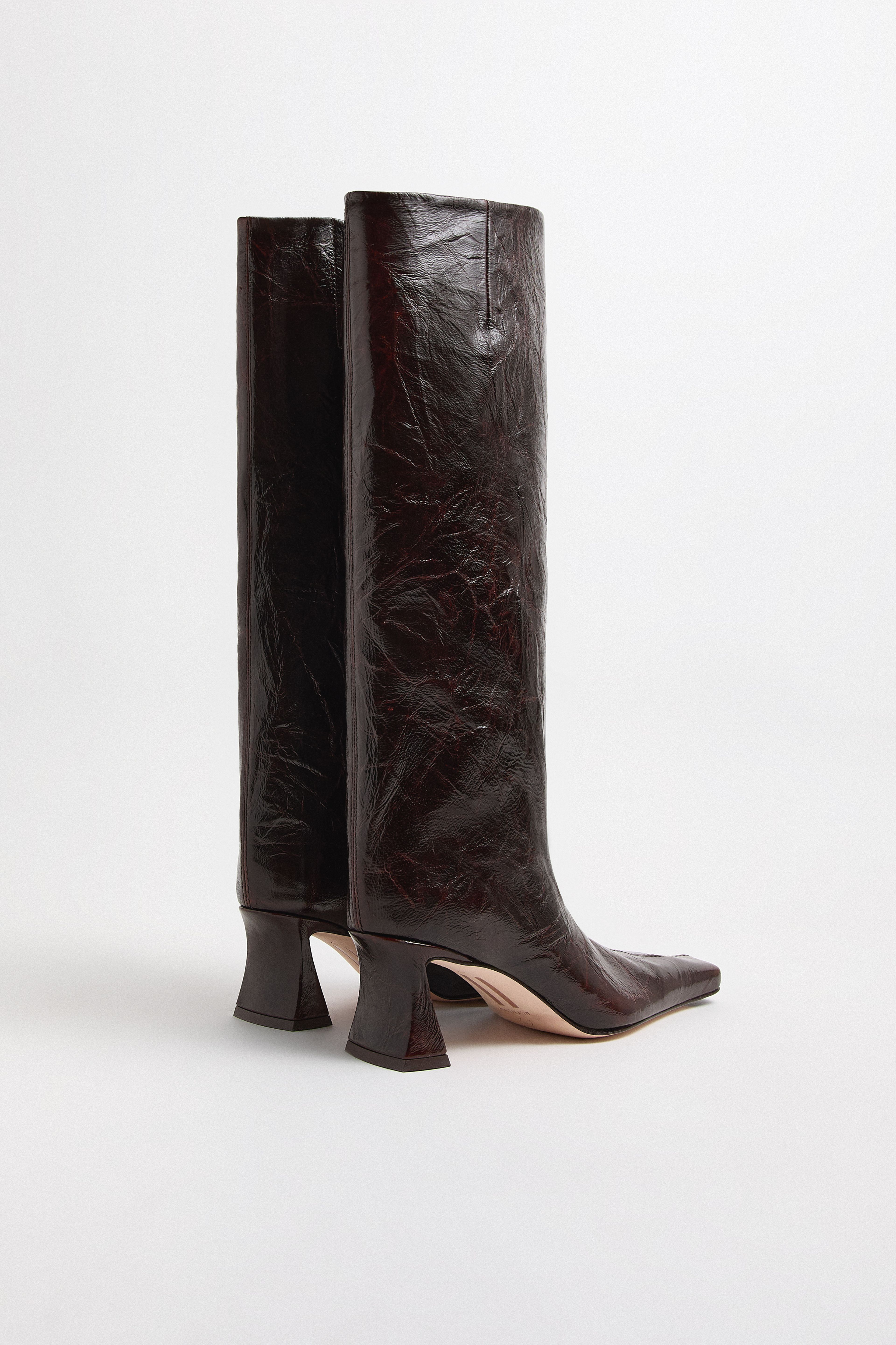 Bluma Boots - Brown Crinkle Leather | Miista | Designed & Handmade in Europe