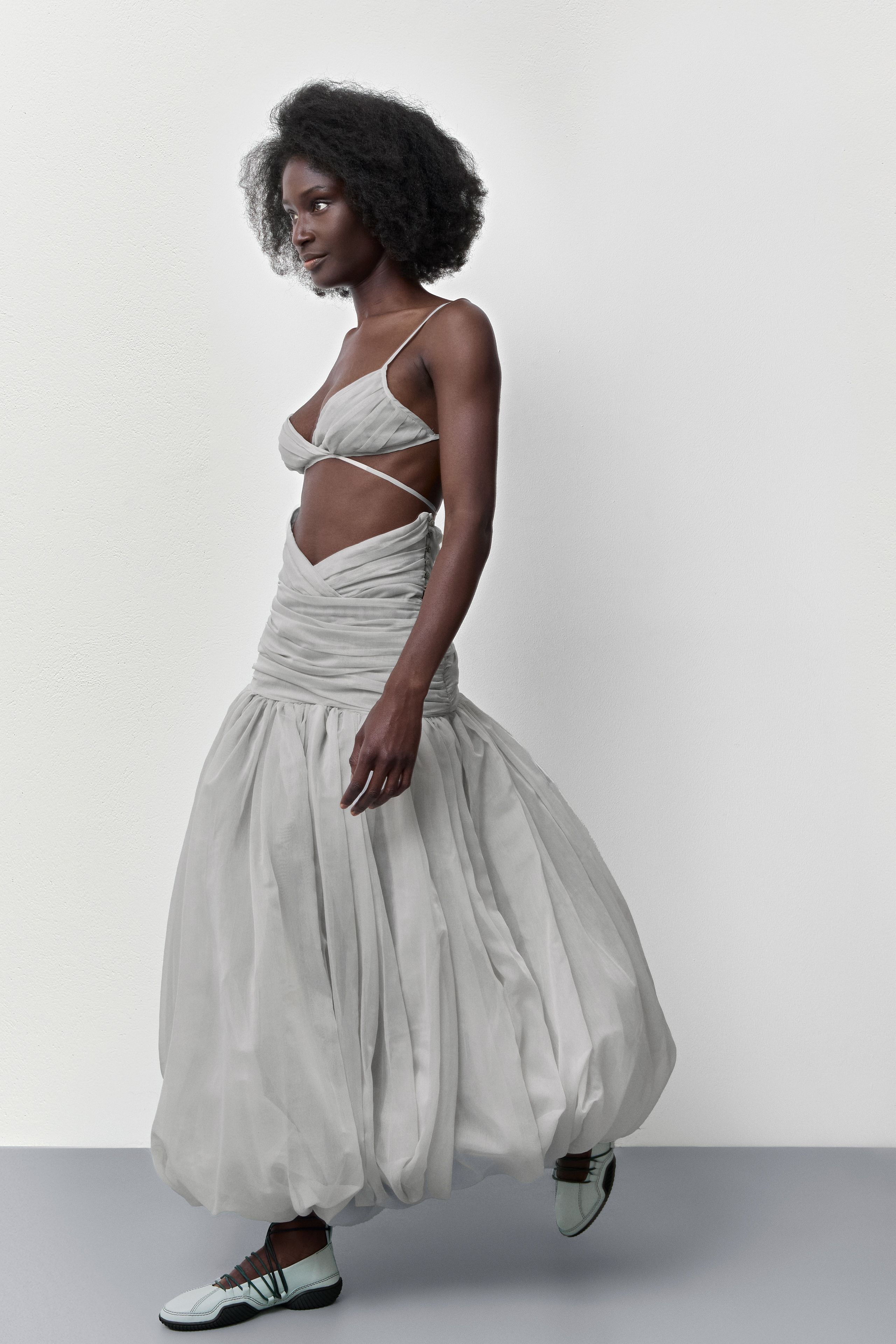 Adrienne Skirt - Pearl Grey Balloon Sheer | Miista