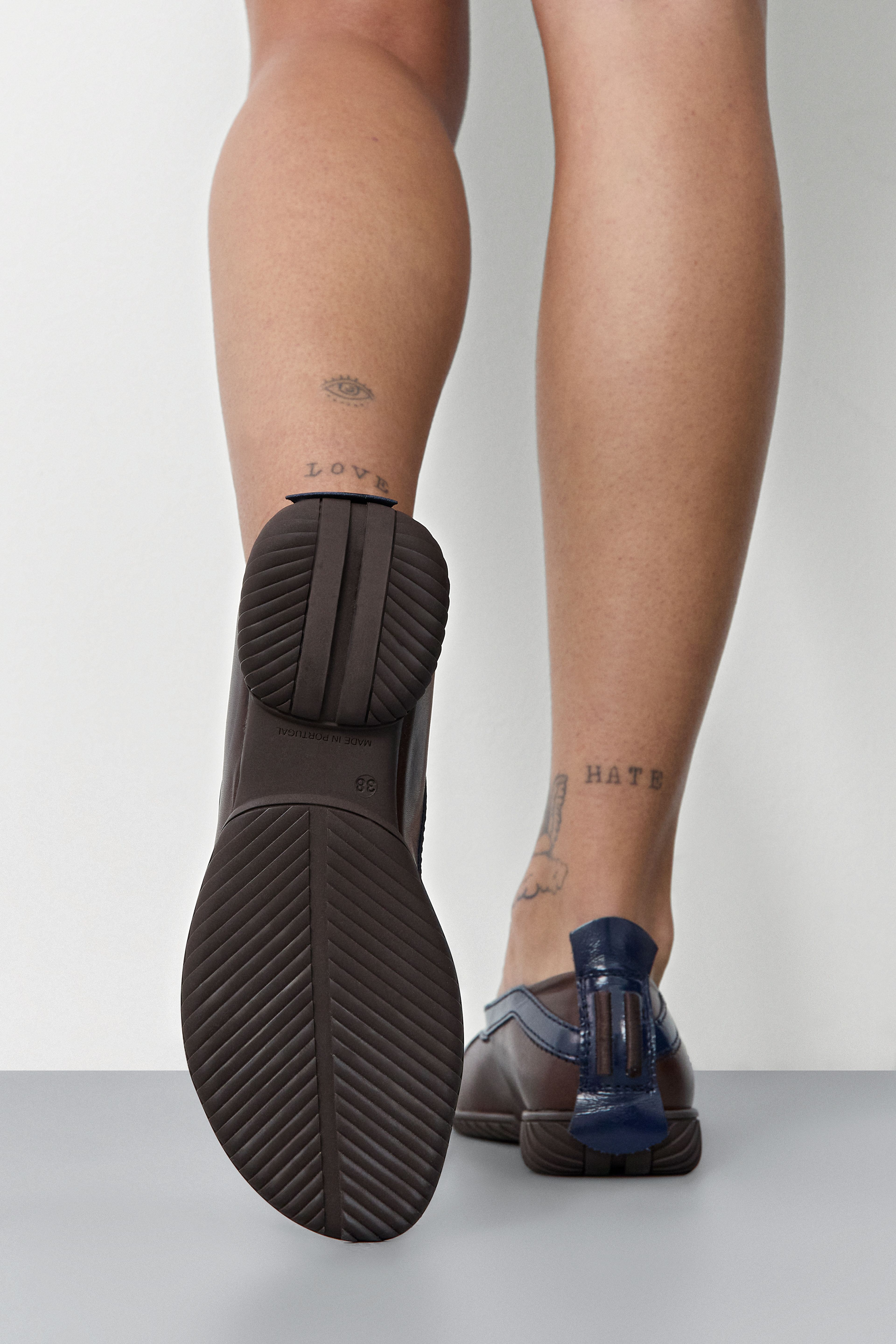 Loma Brown and Navy Thonge Ballerinas | Miista | Designed & Handmade in Europe