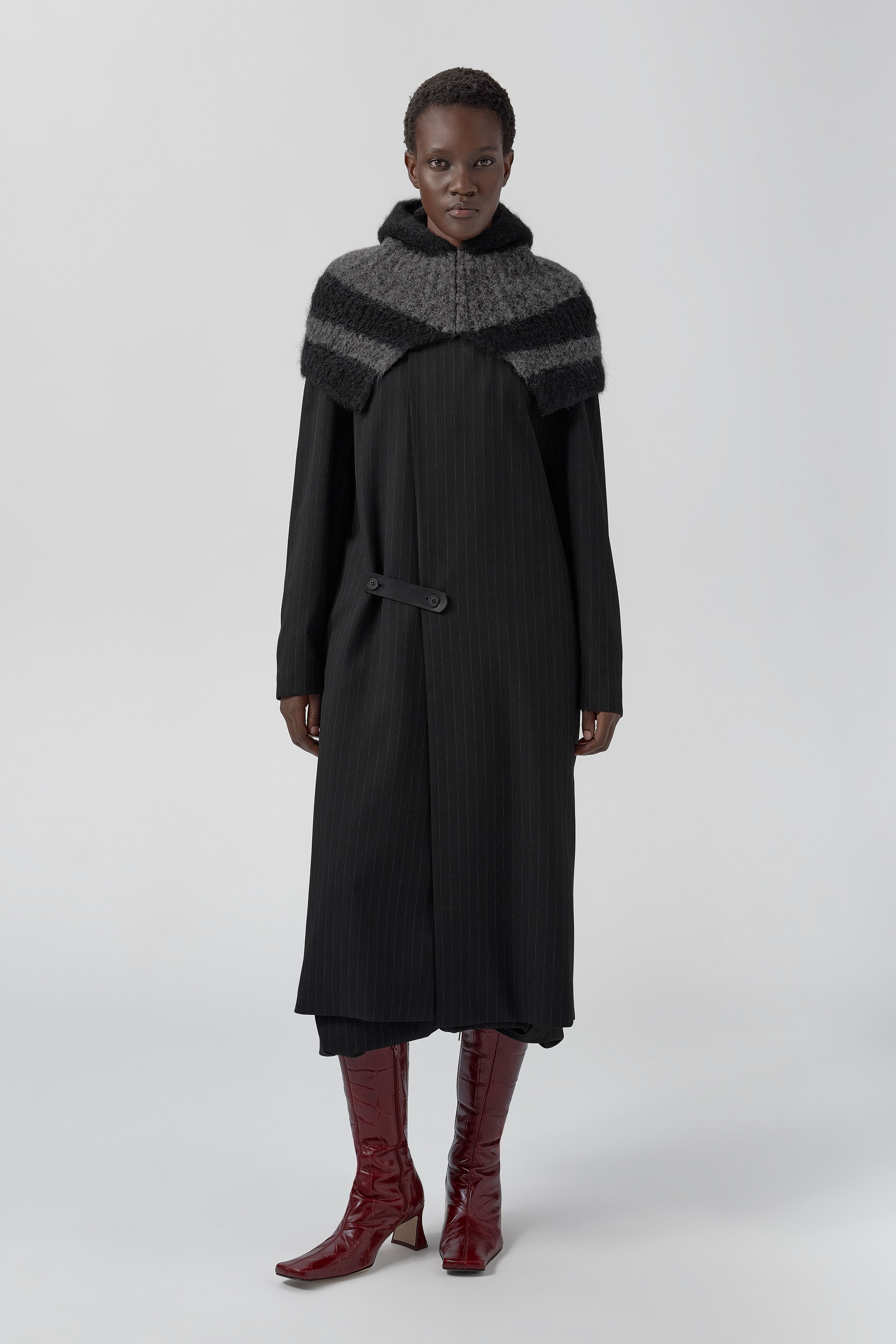 Mona Balaclava - Black Grey Fine Alpaca Knit | Miista
