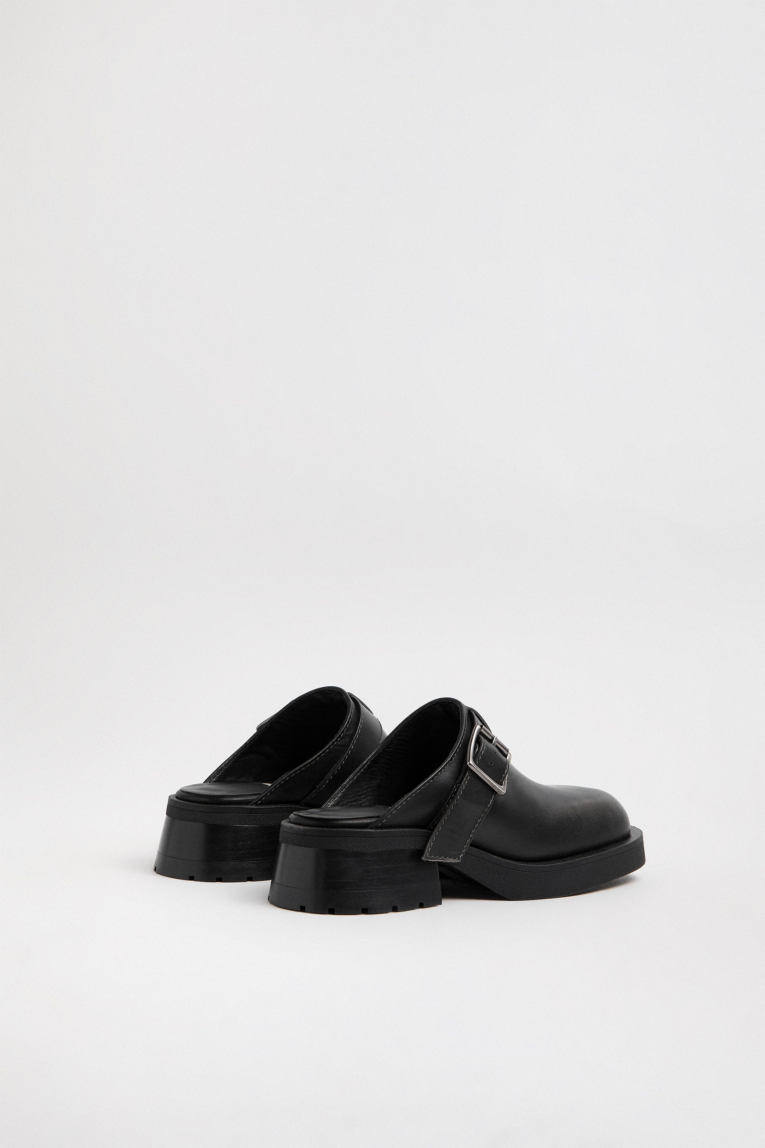 Aroa Mules - Dark Grey Brush Off Leather | Miista