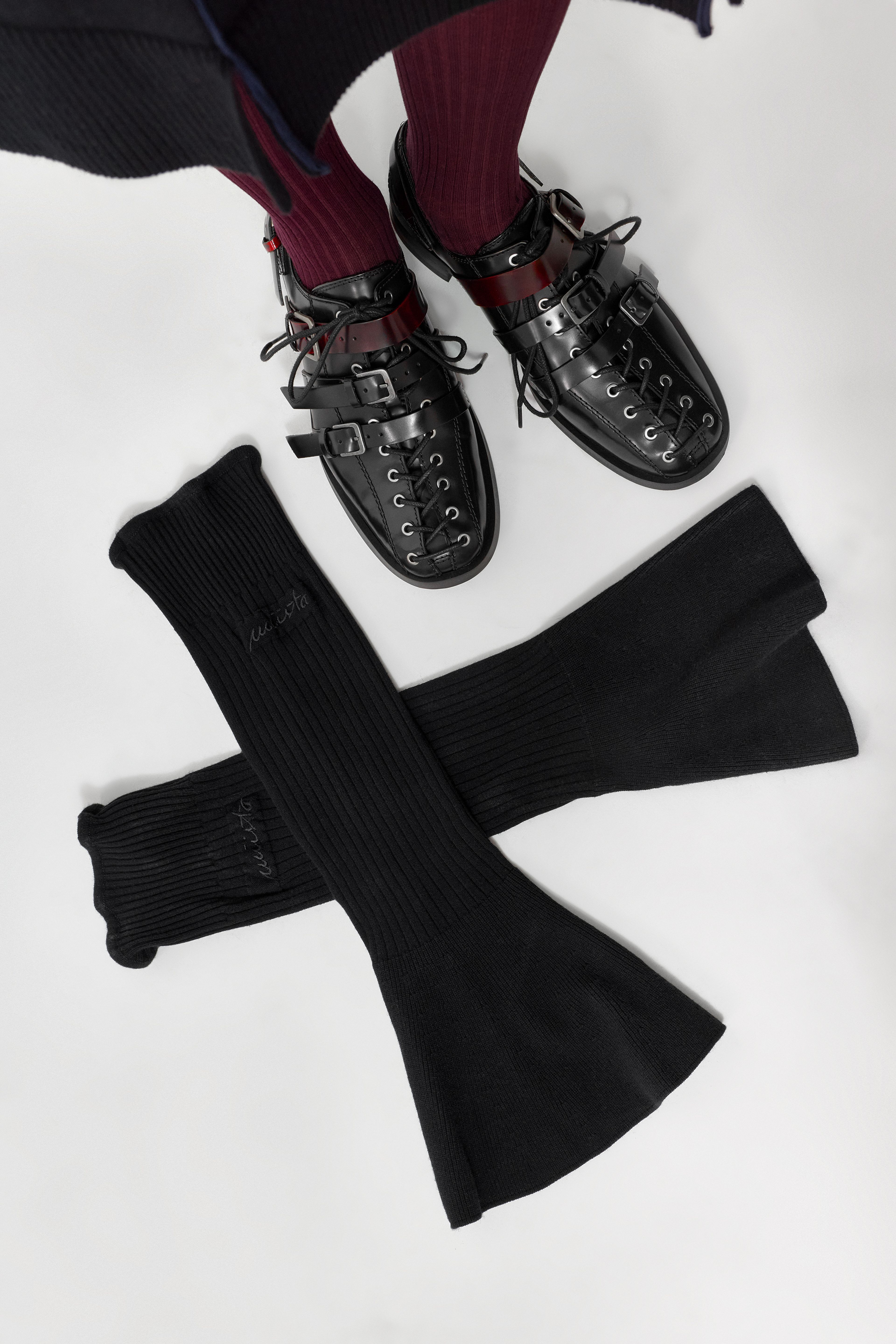 Xavi Leg Warmer - Black Viscose Knit | Miista | Designed & Handmade in Europe