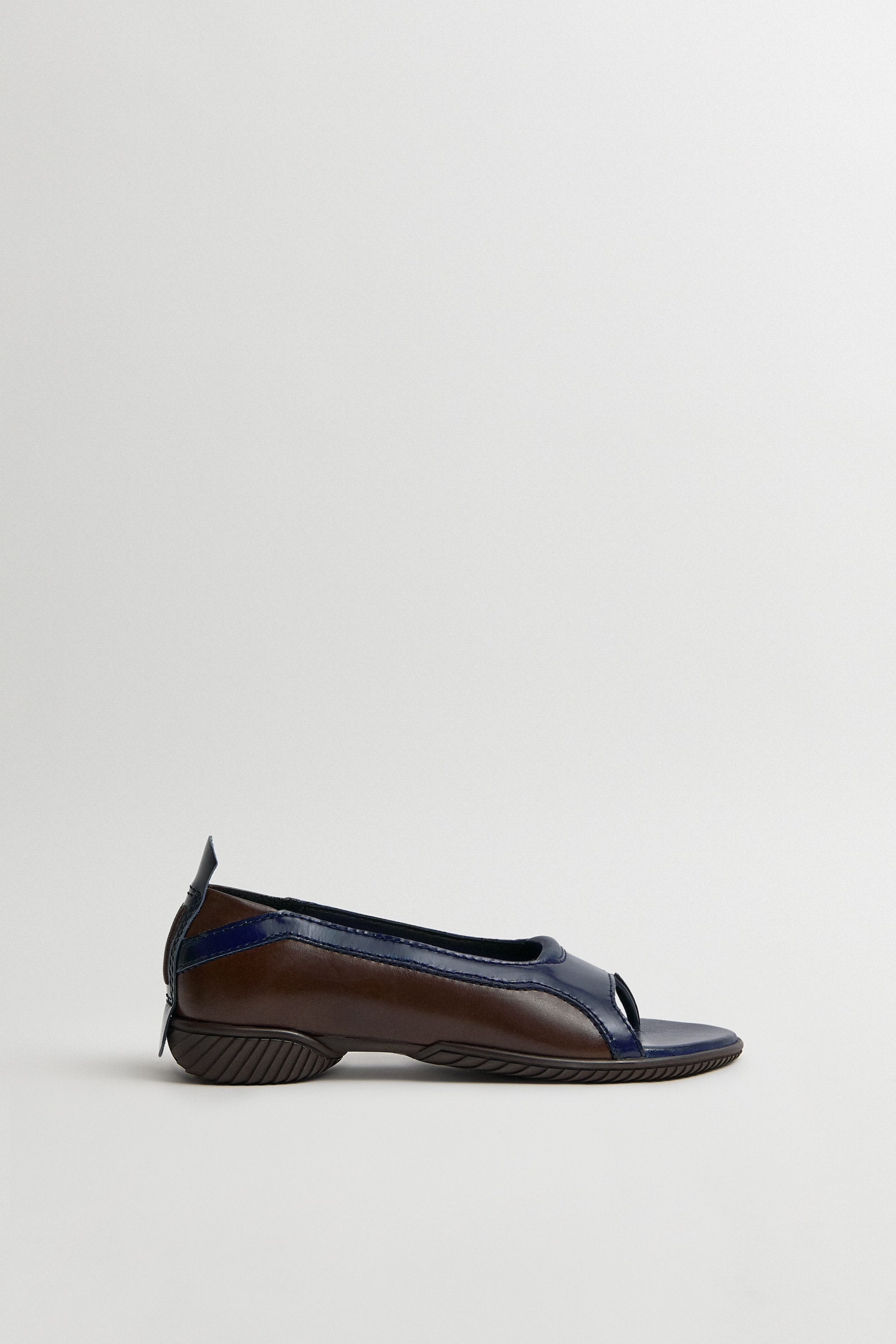 Loma Brown and Navy Thonge Ballerinas | Miista | Designed & Handmade in Europe
