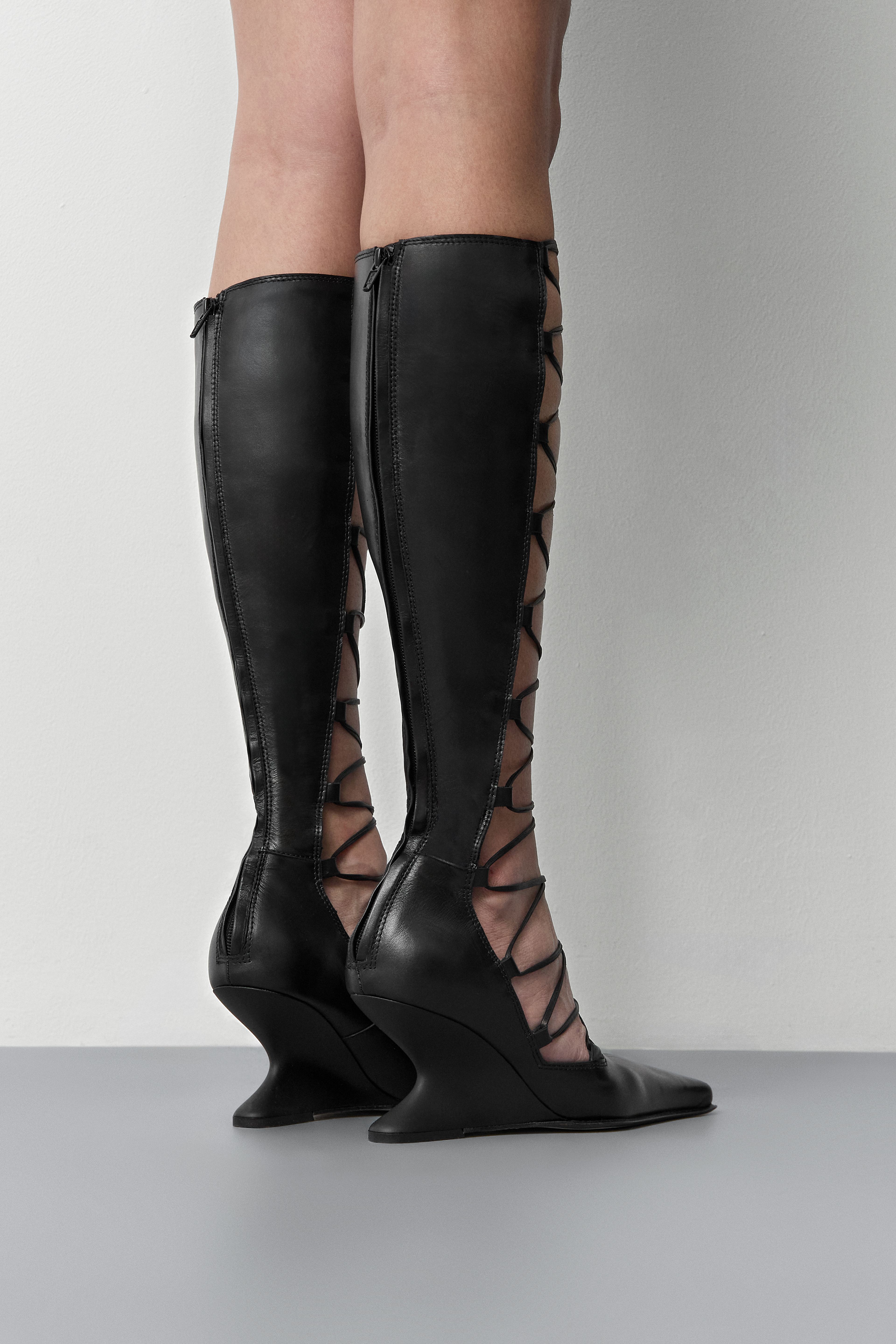 Lena Black Lace Up Wedge Courts | Miista | Designed & Handmade in Europe