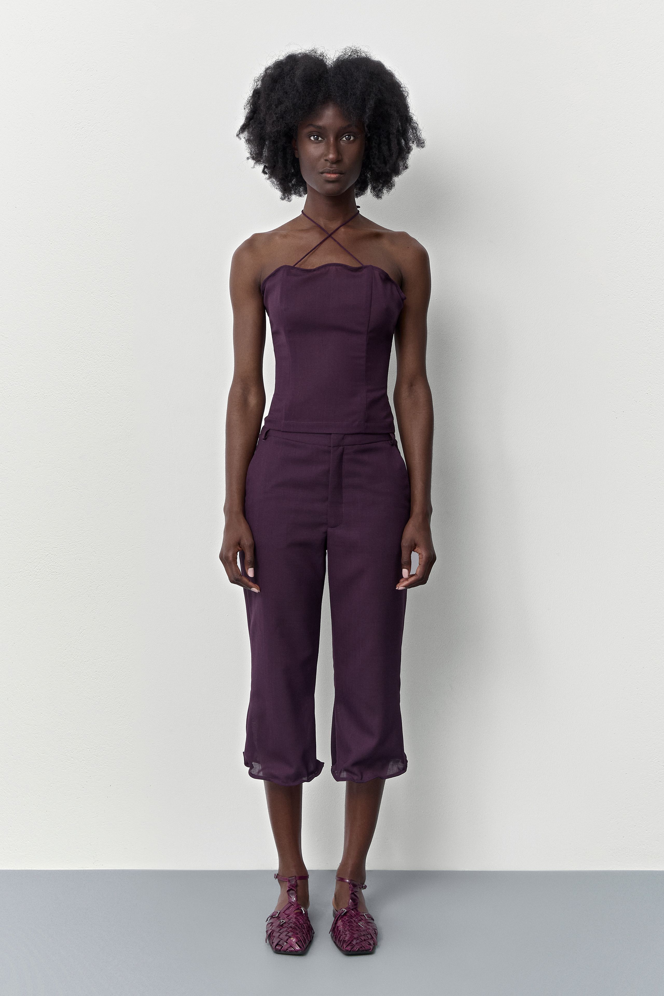 Exene Fig Capri Trousers | Miista | Designed & Handmade in Europe