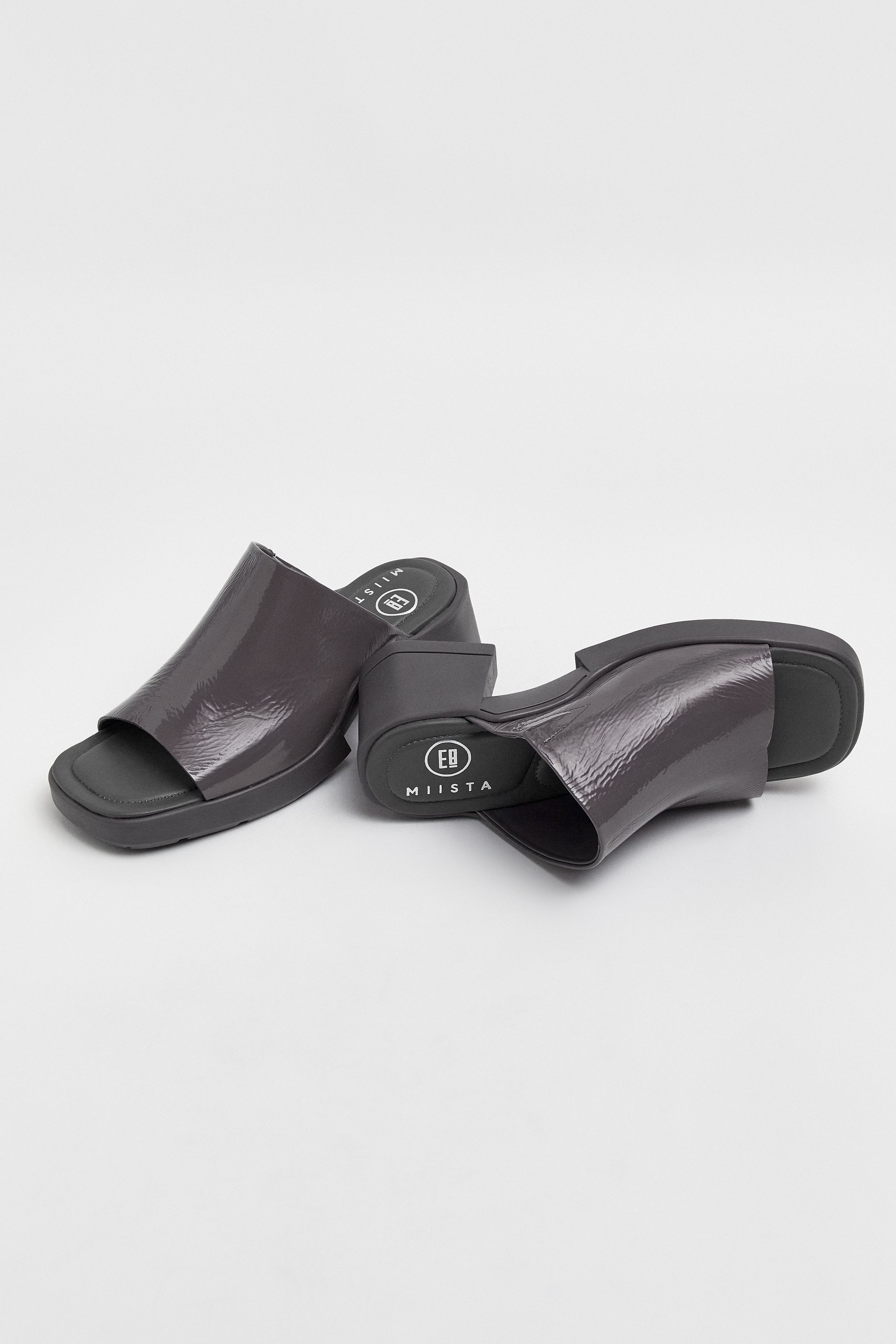 Clarin Dark Grey Mule Sandals | Miista