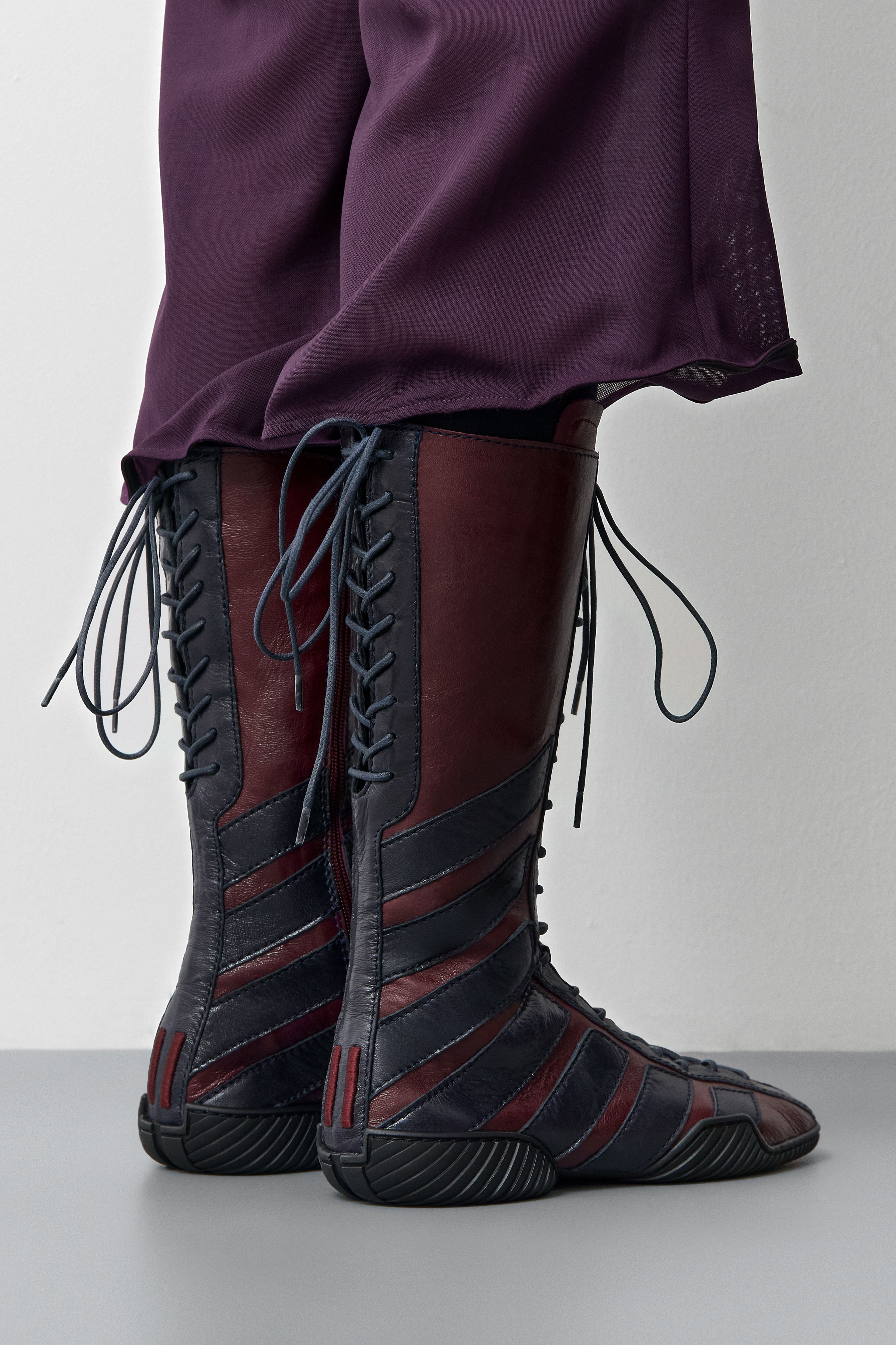 Imogen Burgundy Navy Lace Sneaker Boots | Miista | Designed & Handmade in Europe
