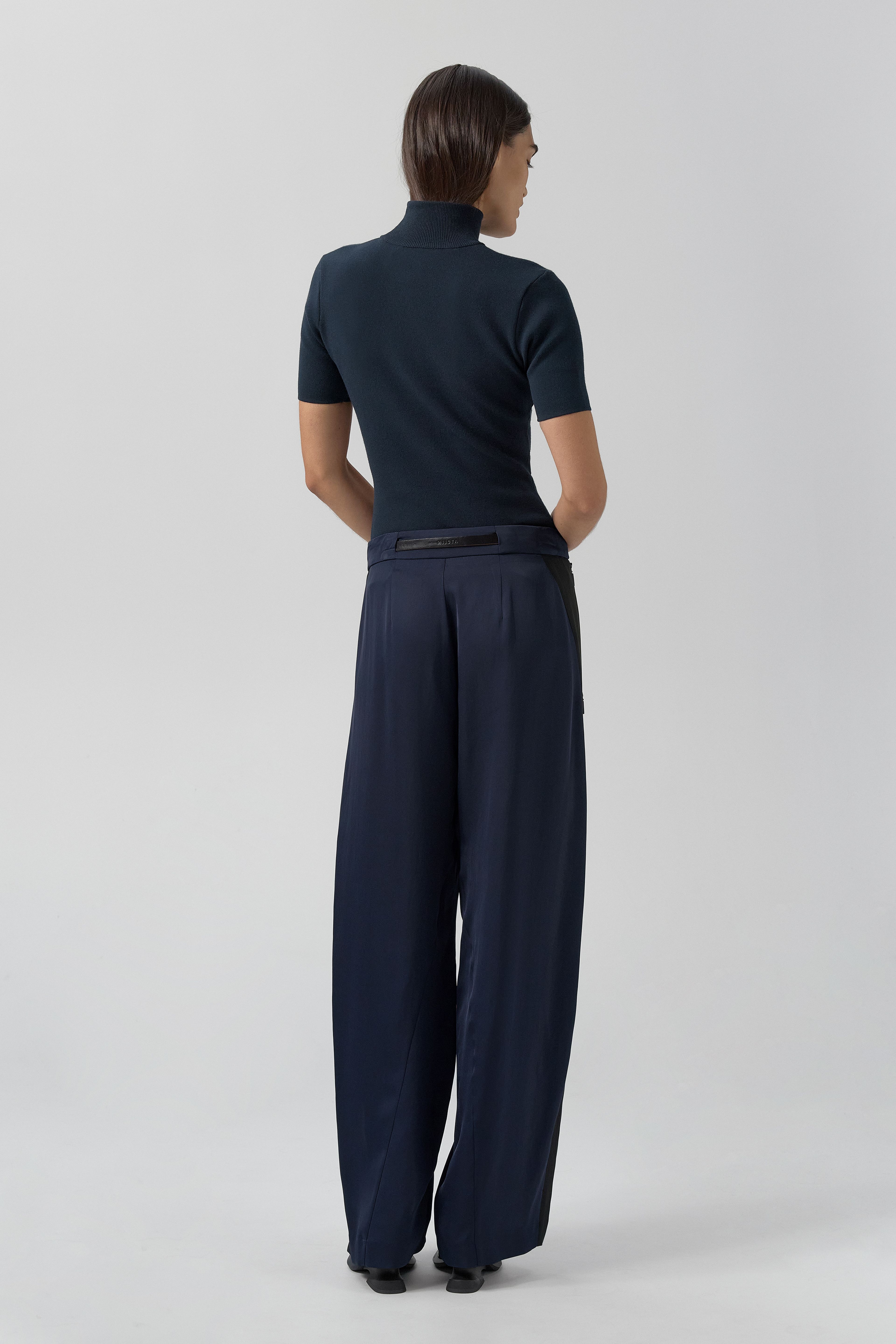 Candida Top - Navy Viscose Knit | Miista | Designed & Handmade in Europe