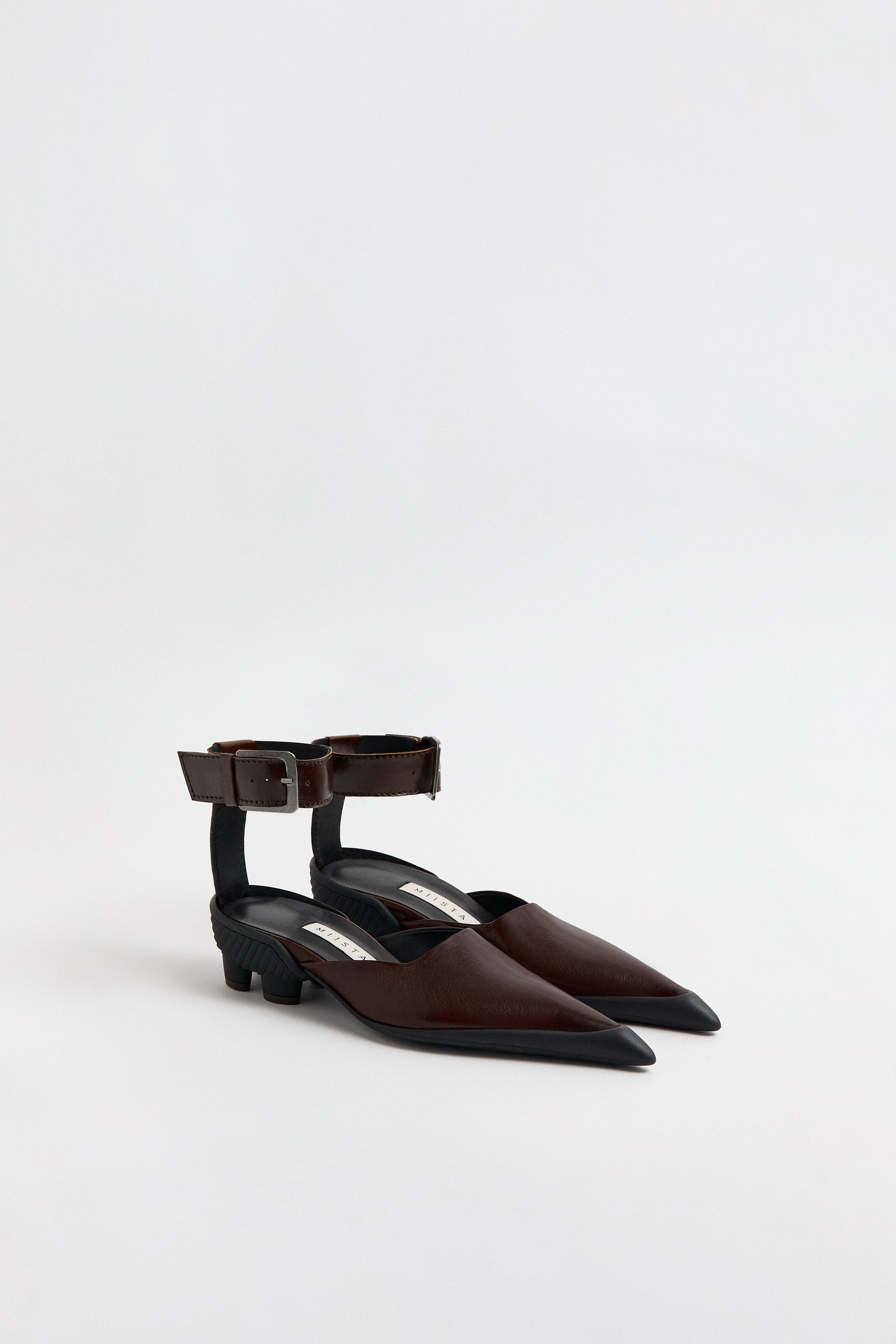 Talla Dark Brown Ankle Buckled Courts | Miista | Designed & Handmade in Europe