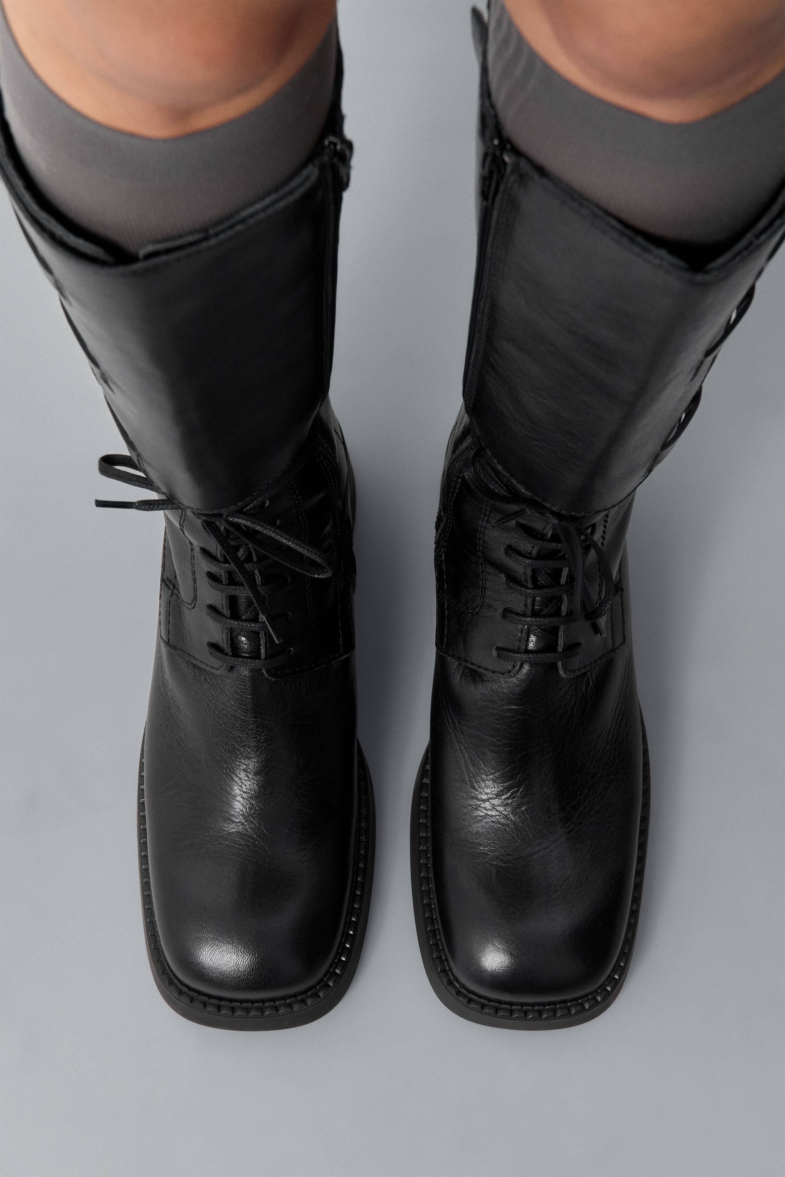 Sigrid Boots - Black Grainy Leather | Miista