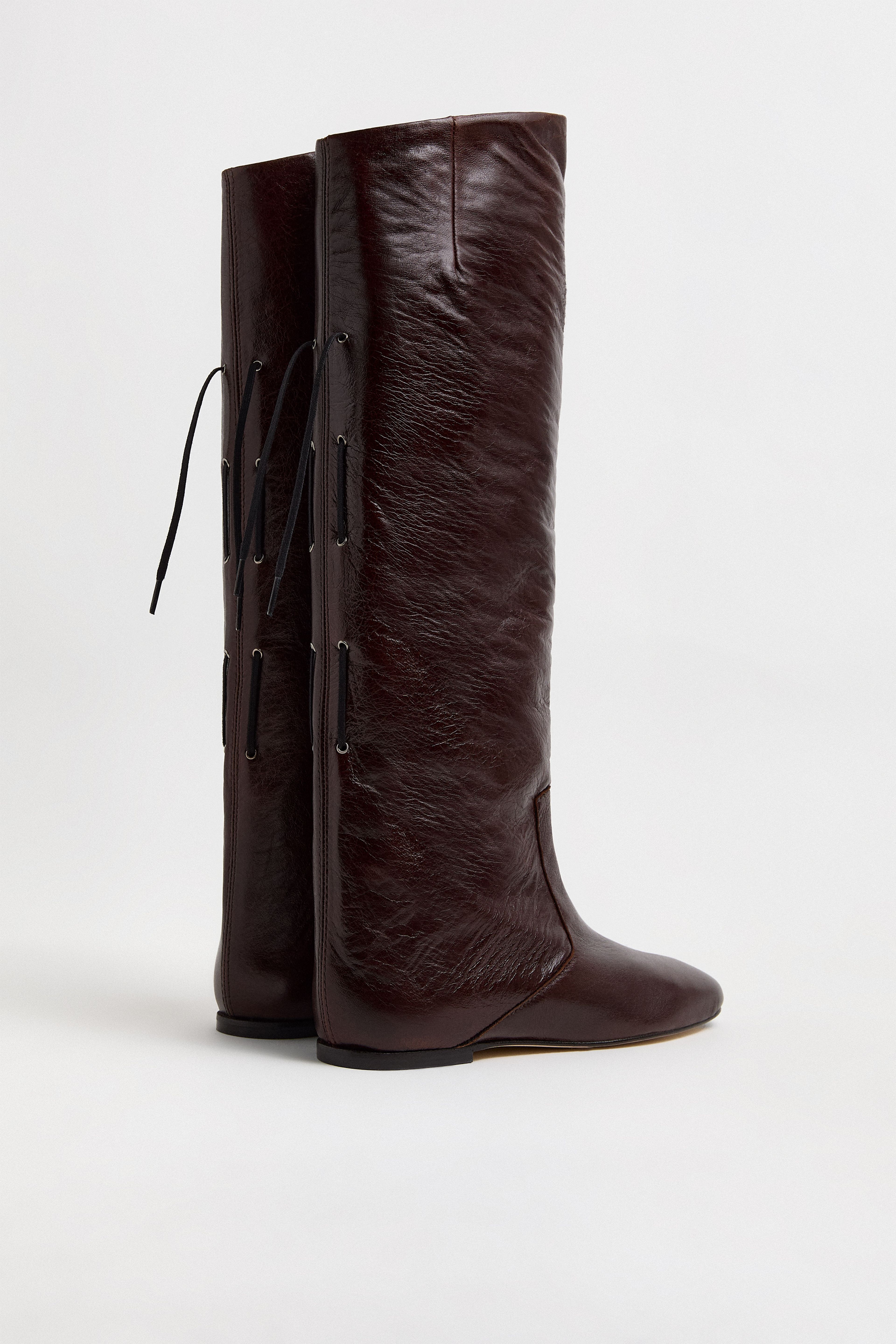 Karola Boots - Dark Brown Crinkle Leather | Miista | Designed & Handmade in Europe