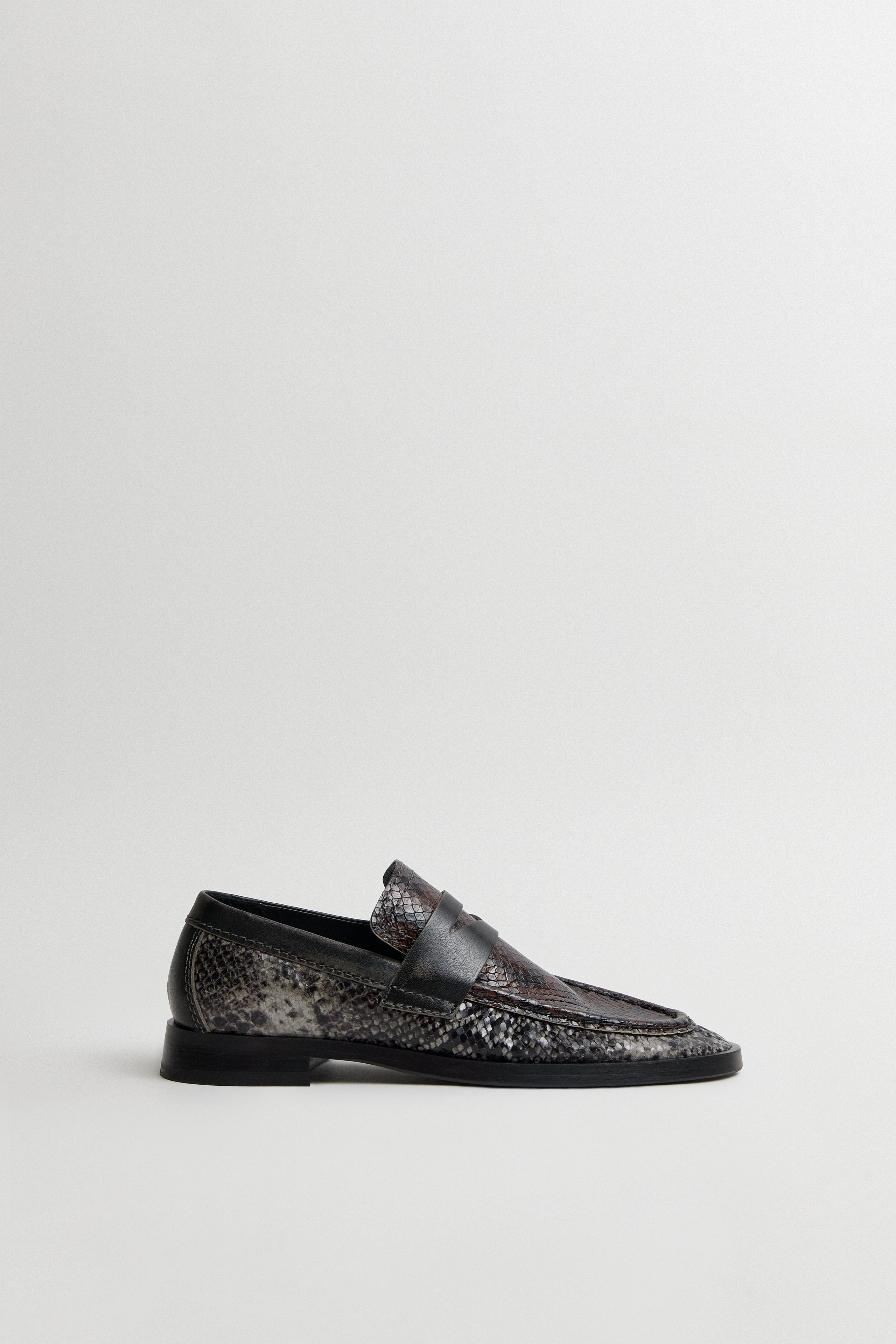 Zita Loafers - Grey Snake Embossed Leather | Miista