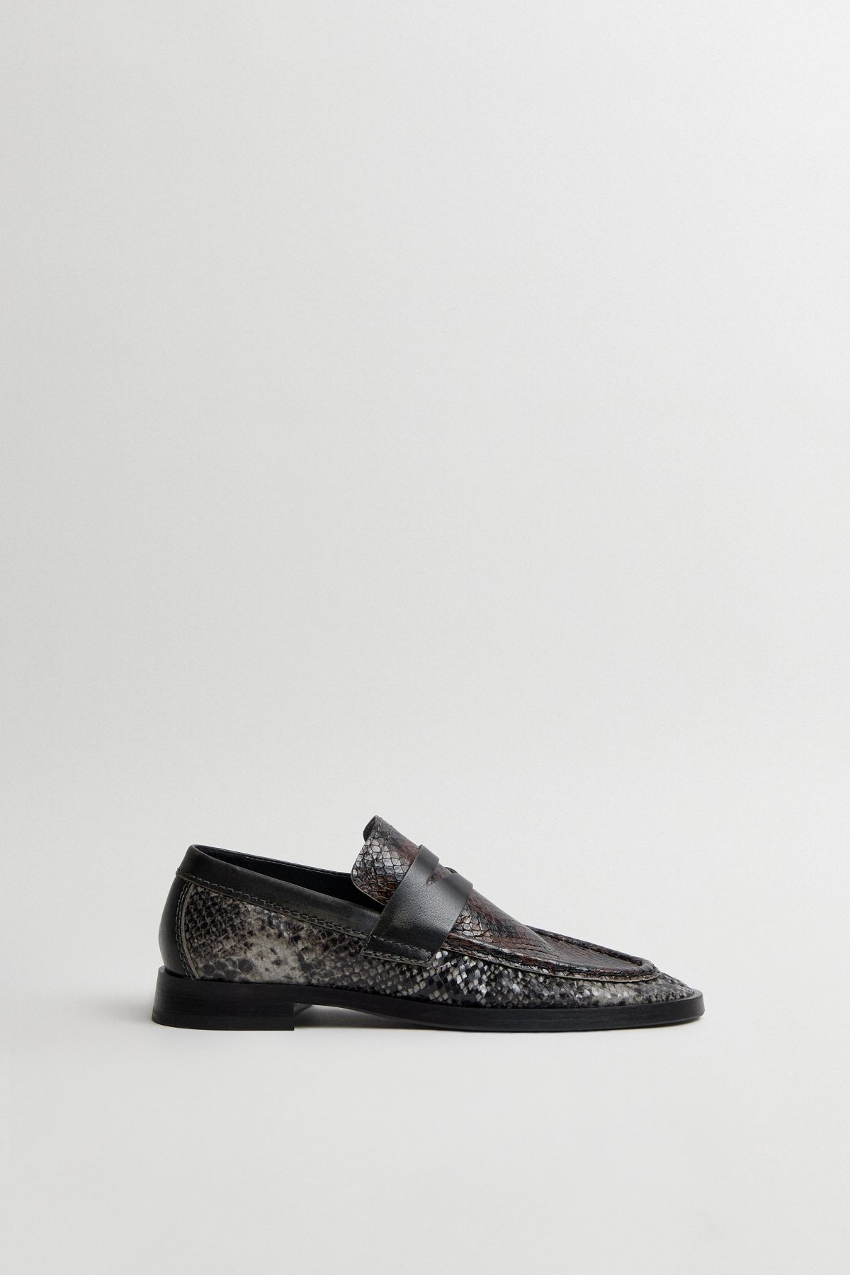 Zita Loafers - Grey Snake Embossed Leather