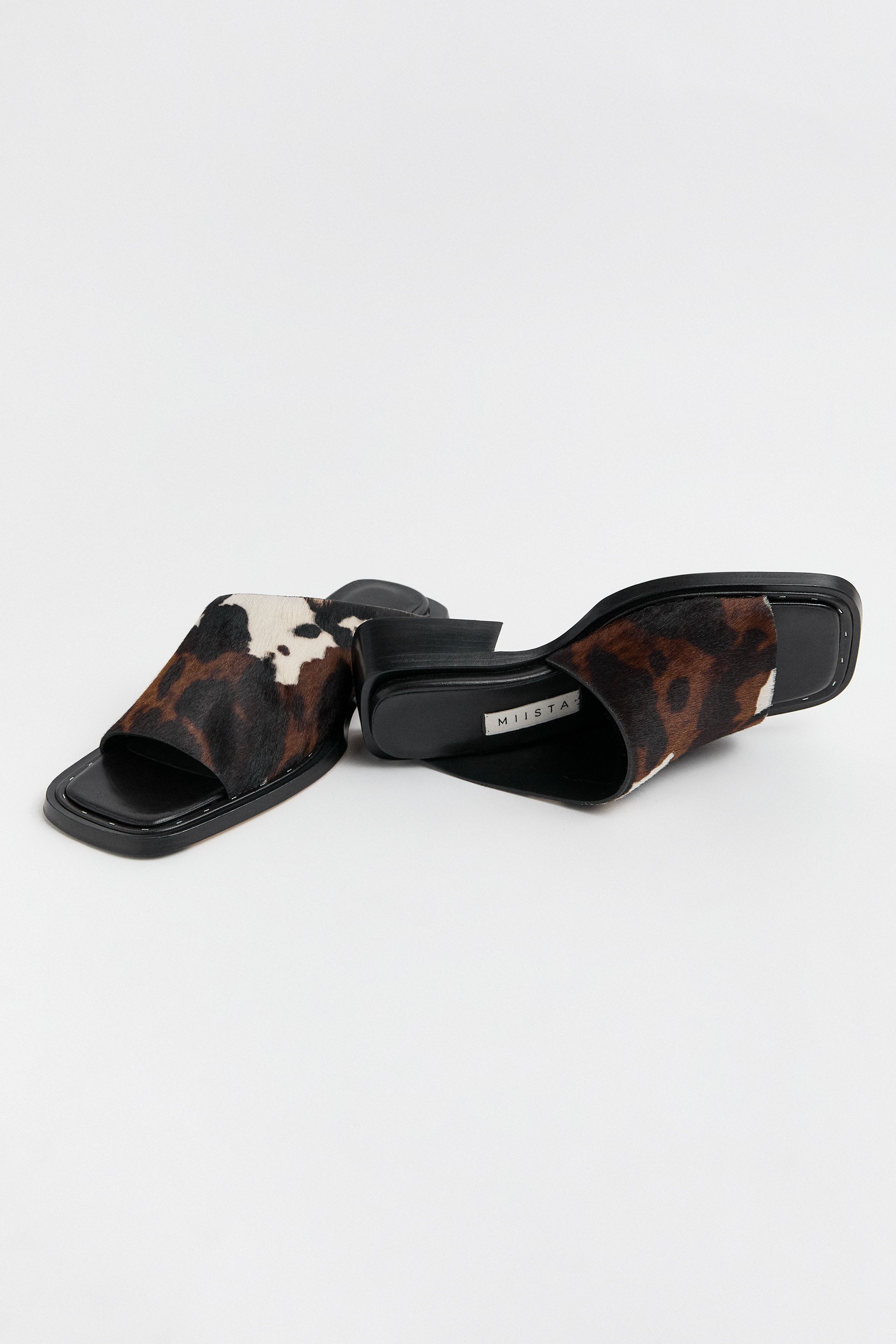 Alendra Sandals - Cow Print Ponyhair Leather | Miista