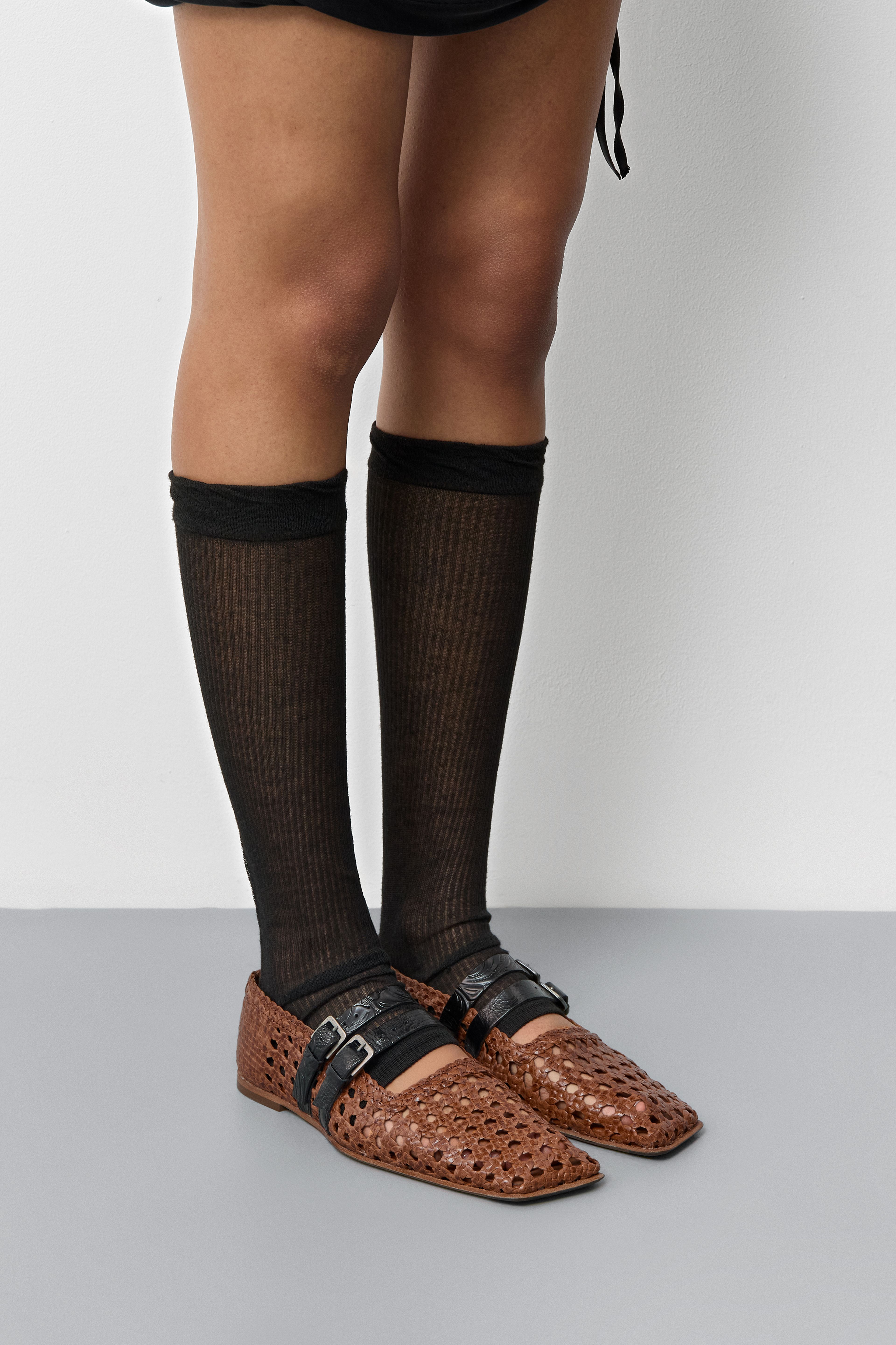 Kiran Brown Woven Leather Strappy Ballerinas | Miista | Designed & Handmade in Europe