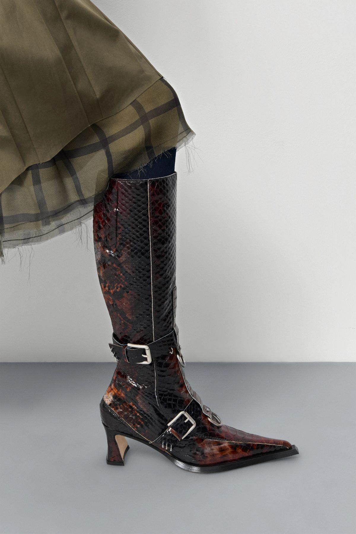 Eliya Boots - Brown Embossed Snake Leather