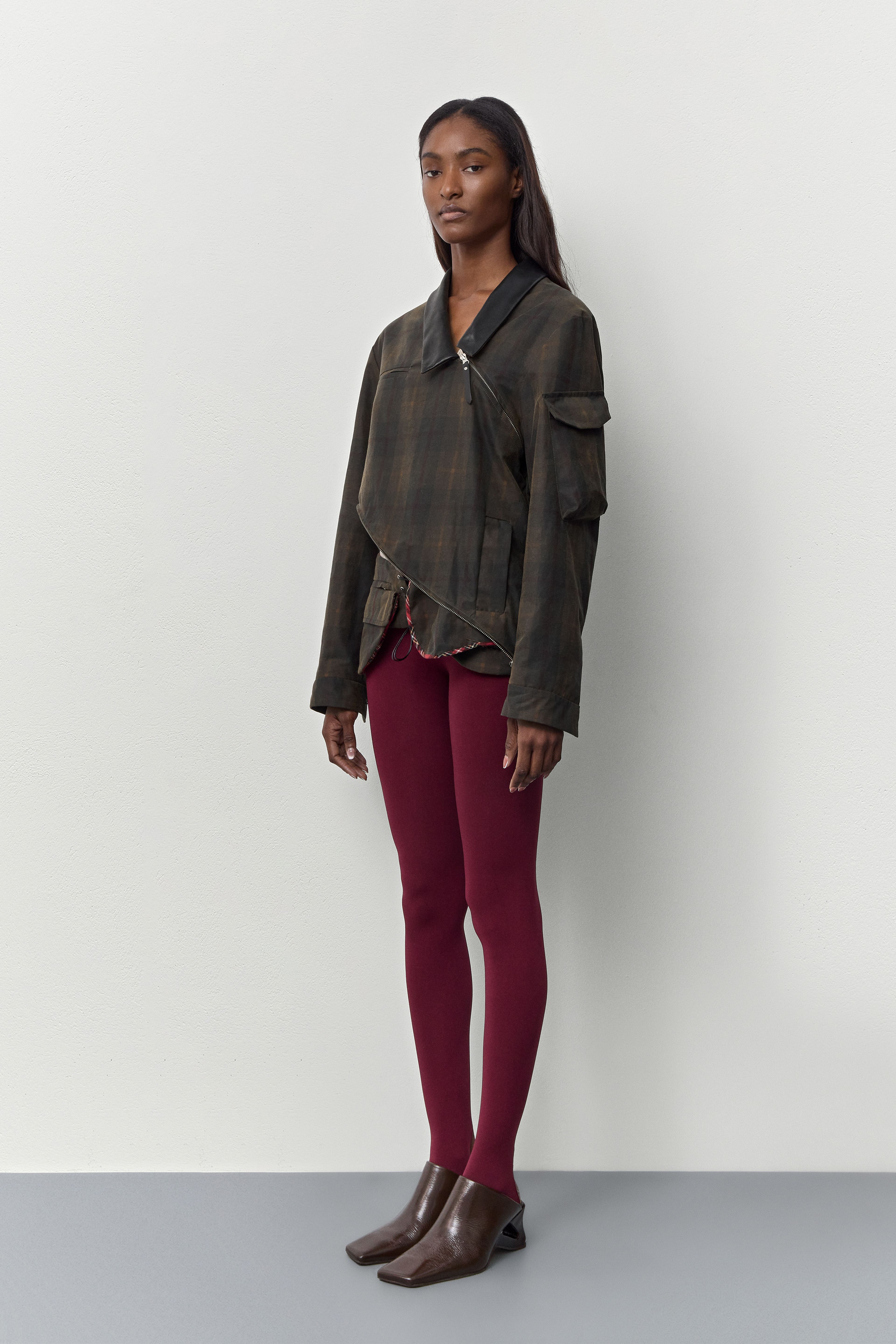 Marla Brown Checked Detachable Jacket | Miista | Designed & Handmade in Europe