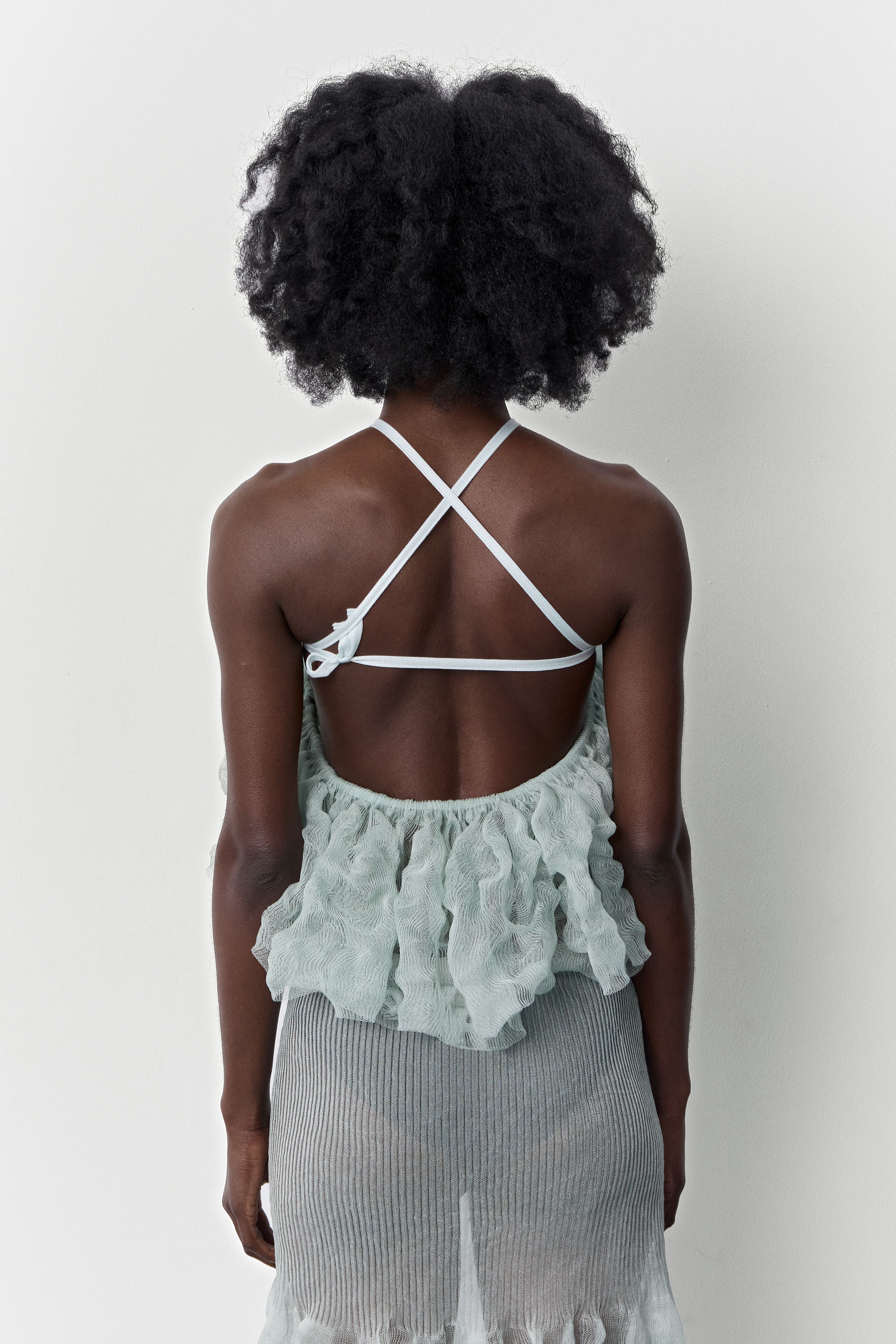 Vee Aquamarine Knitted Ruffle | Miista | Designed & Handmade in Europe