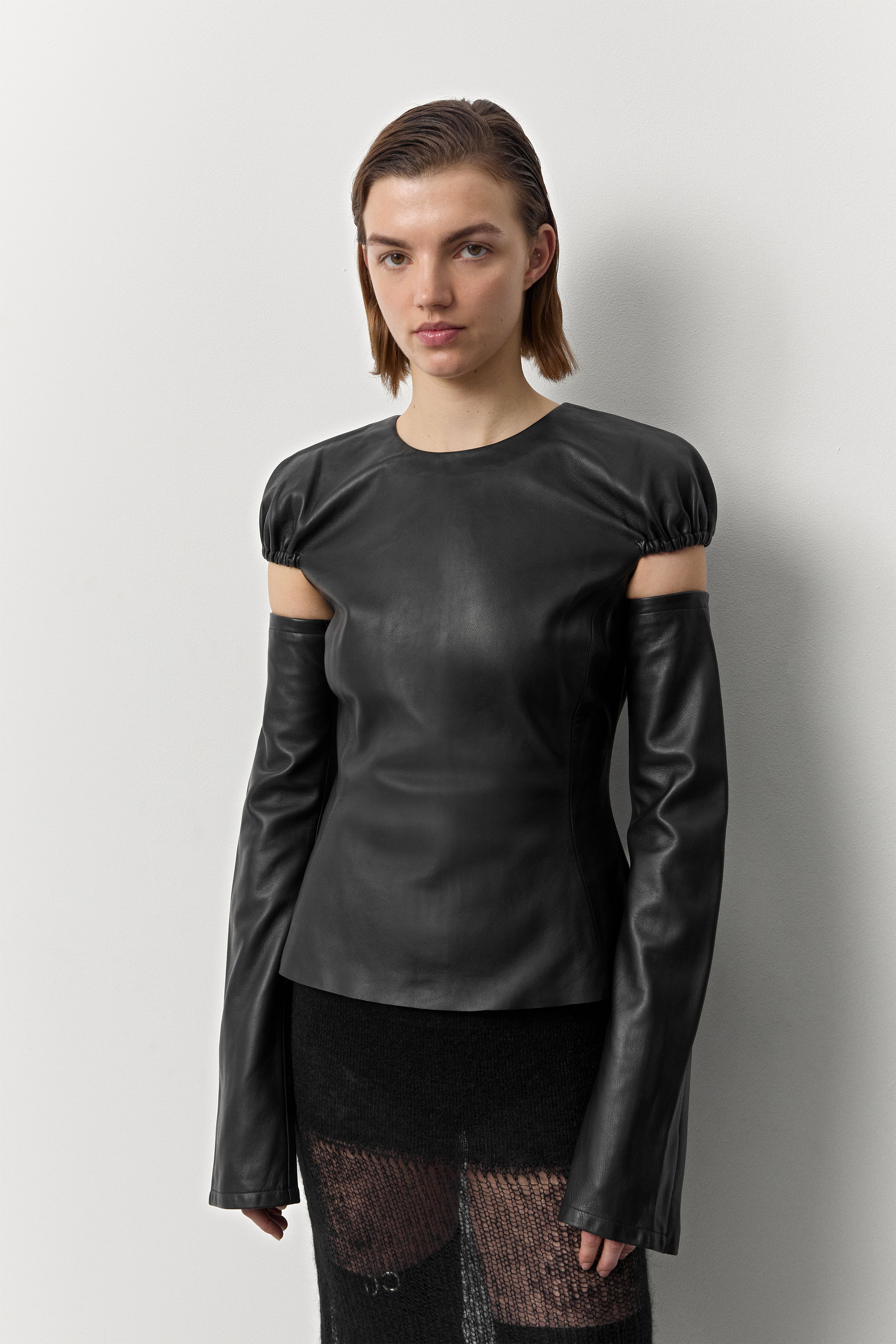 Teba Black Leather Sleeves | Miista | Designed & Handmade in Europe