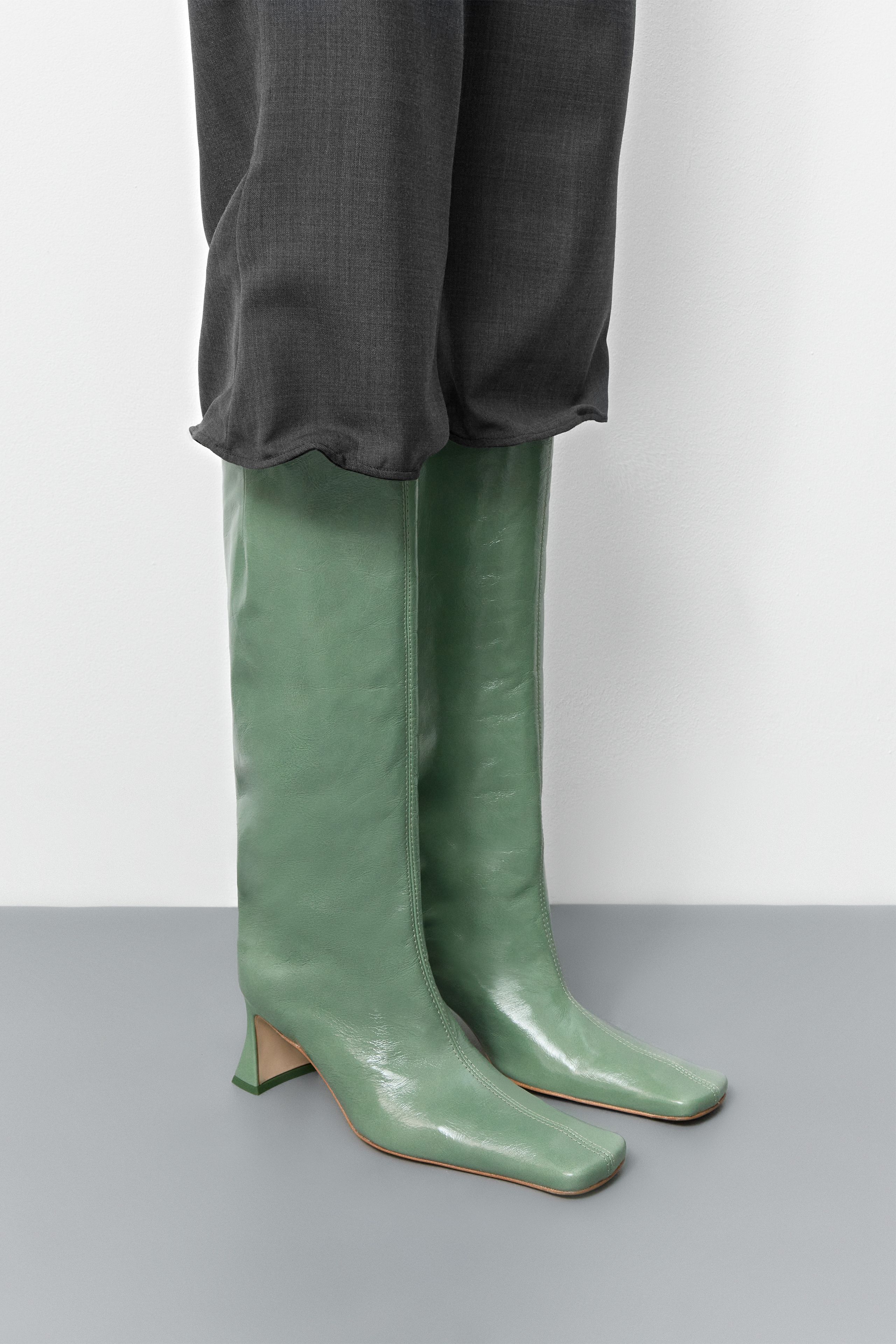 Bluma Boots - Aquamarine Crinkle Leather | Miista