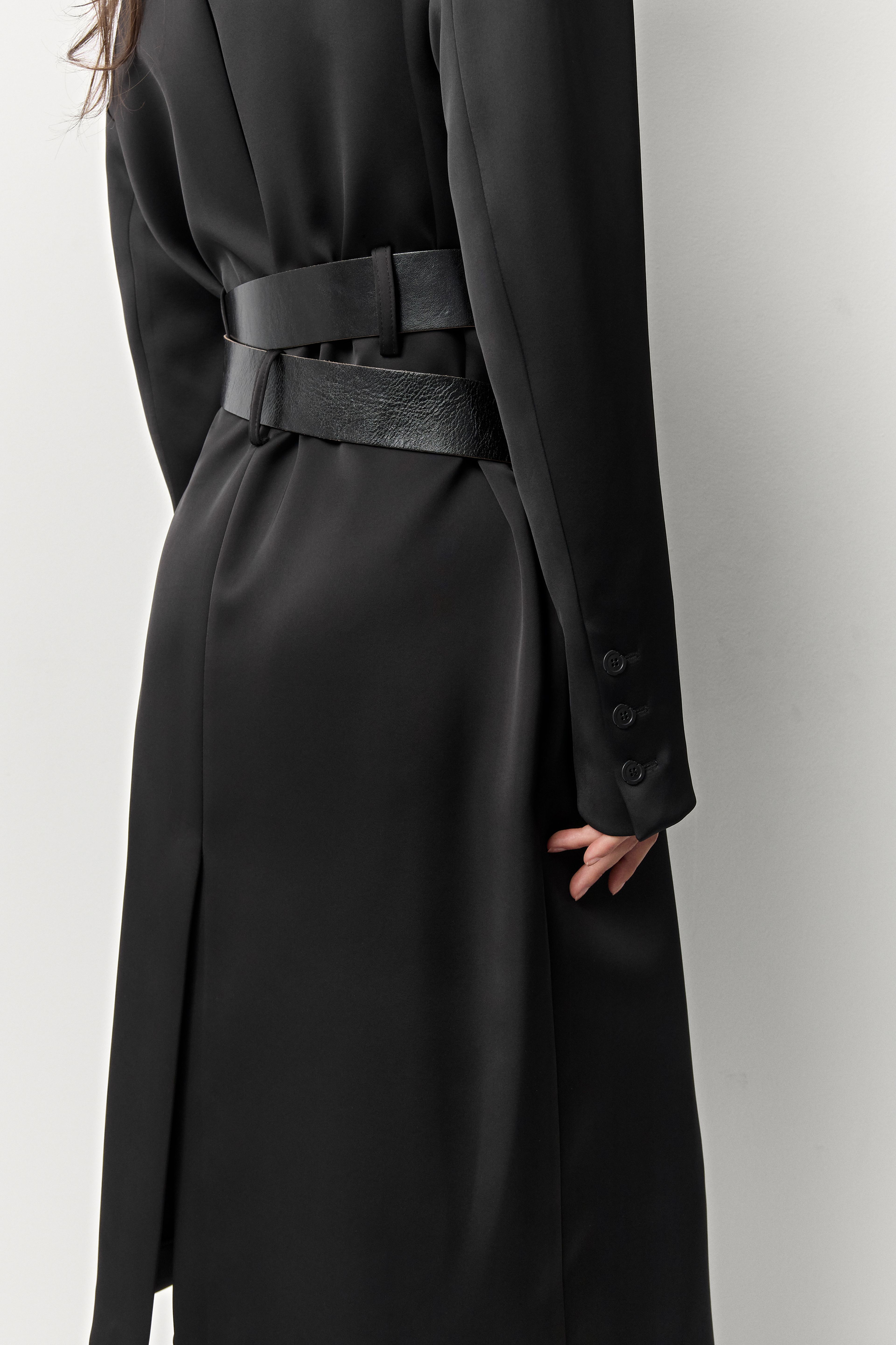 Irne Black Belt Long Coat | Miista | Designed & Handmade in Europe