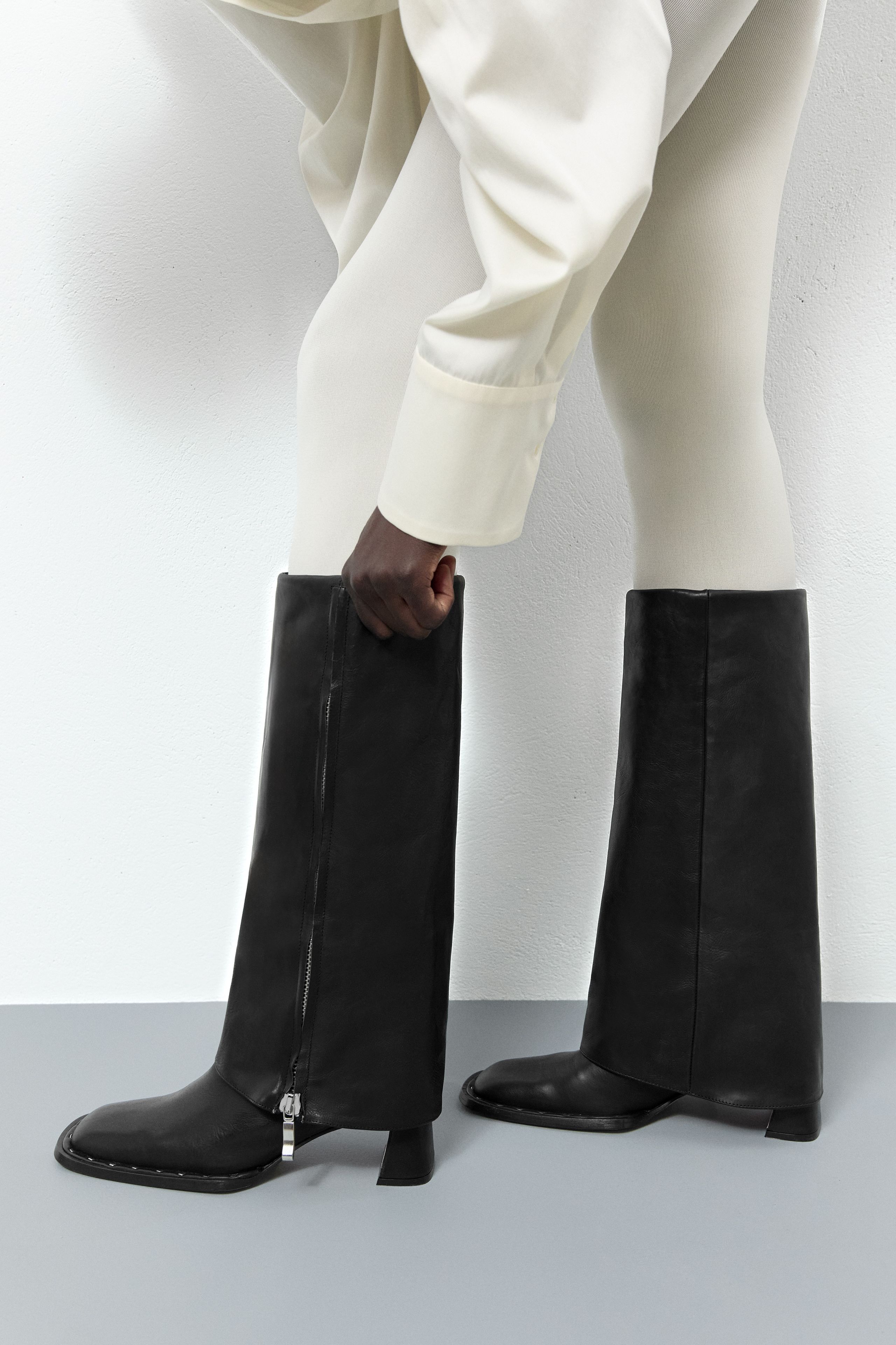Bellamy Boots - Black Fold Over Leather | Miista