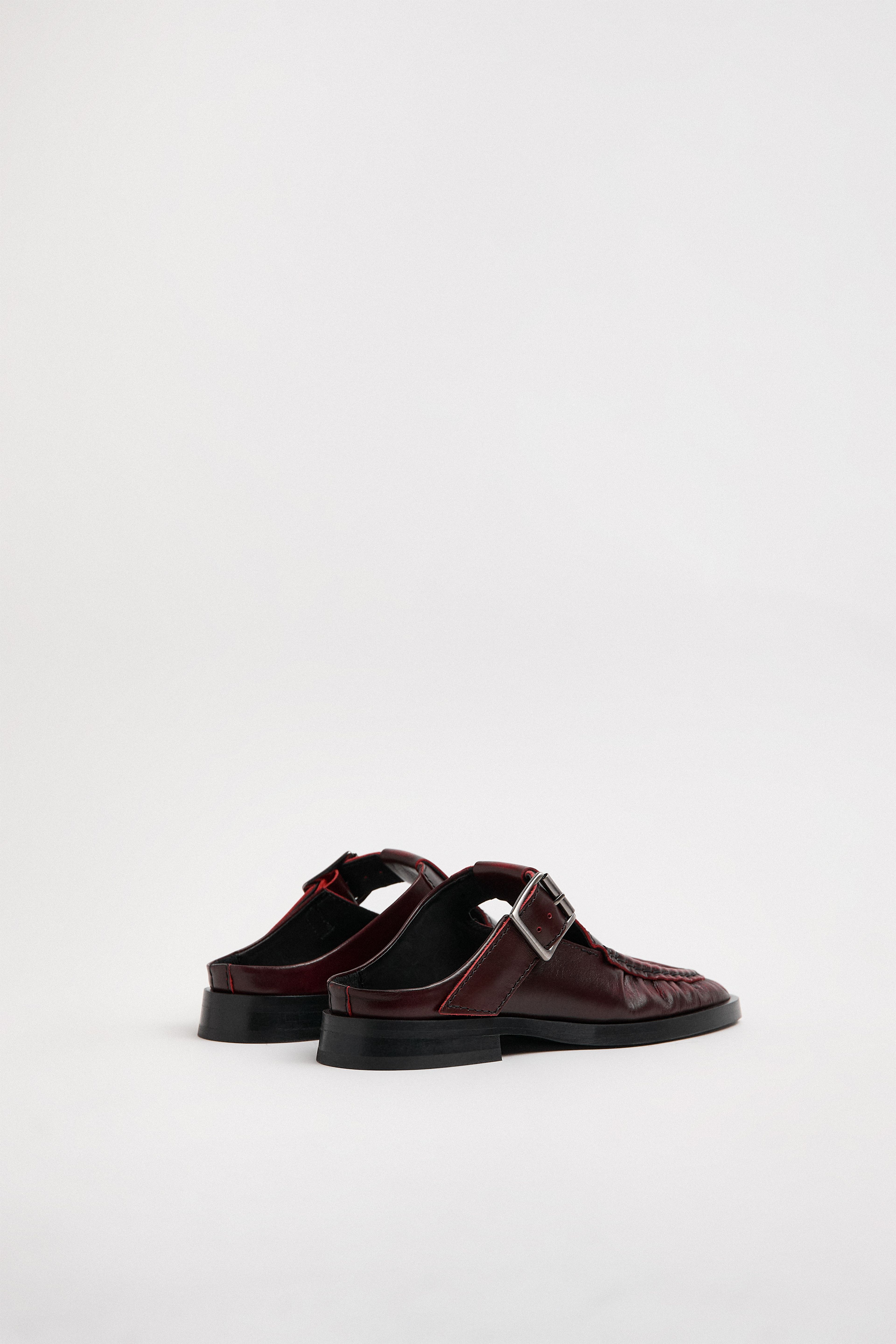 Gianna Brushed Red Buckled Mules