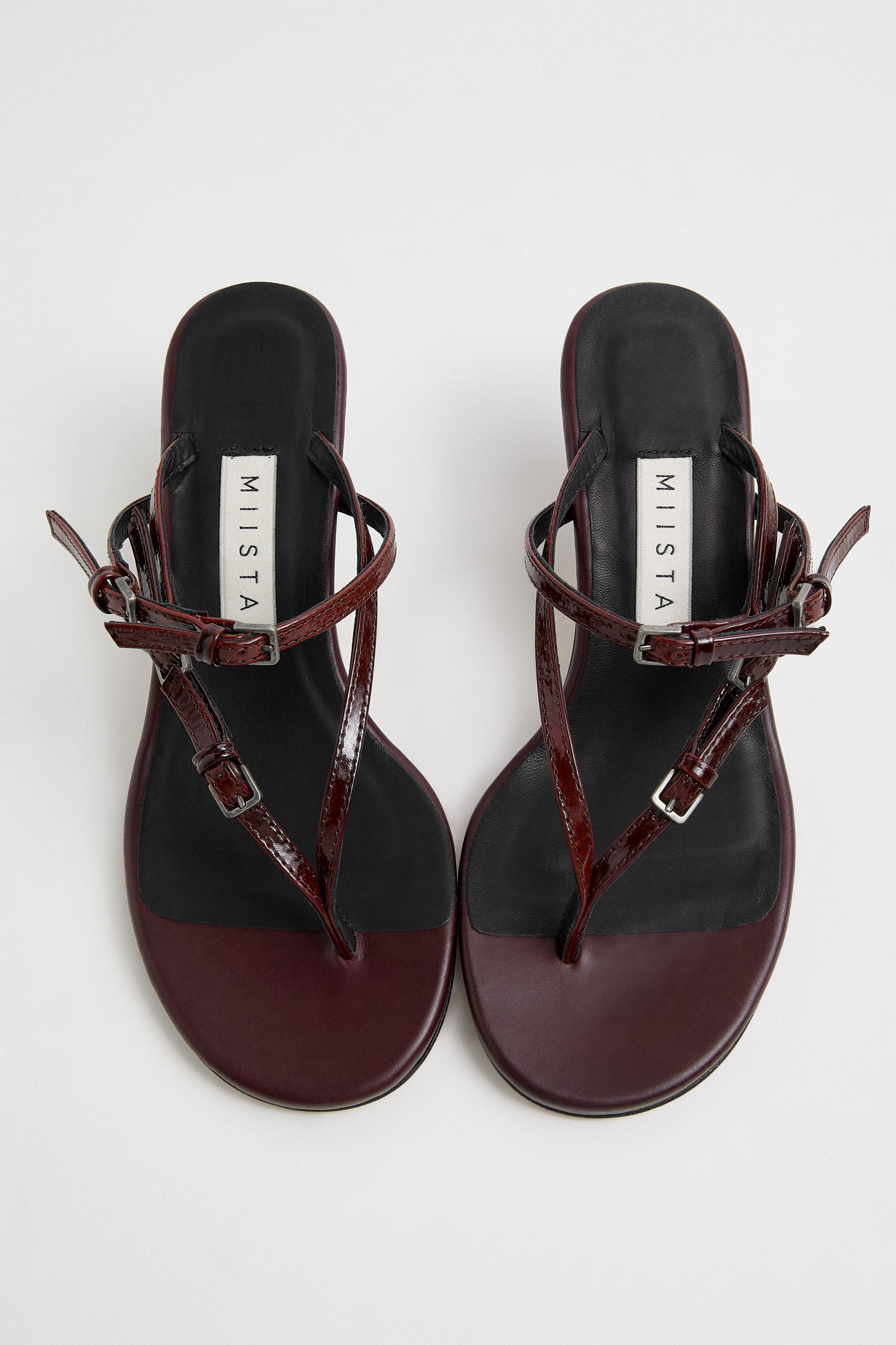 Abisai Burgundy Mini Buckled Sandals | Miista | Designed & Handmade in Europe