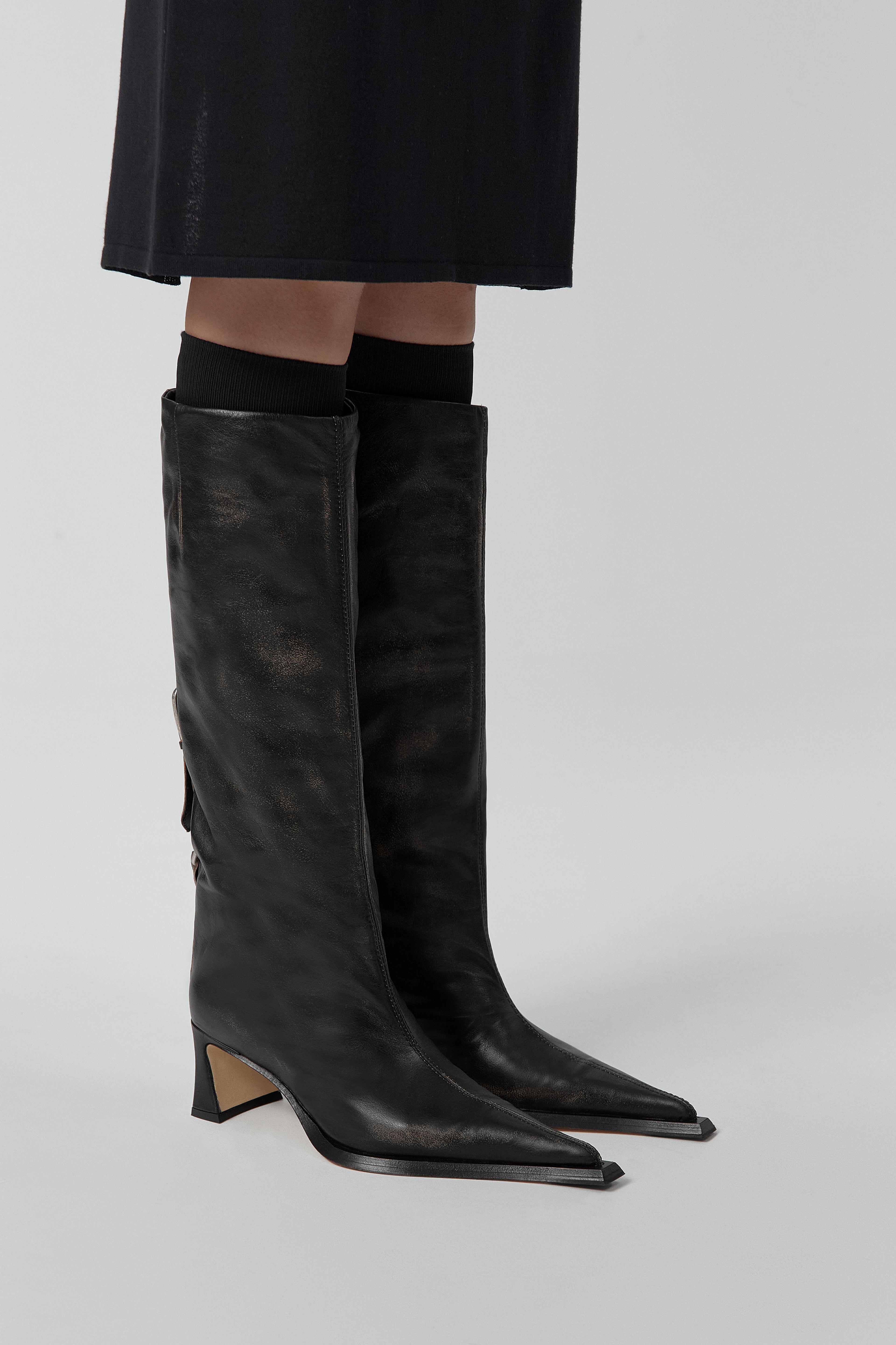 Charlene Boots - Black Brush Off Leather | Miista | Designed & Handmade in Europe