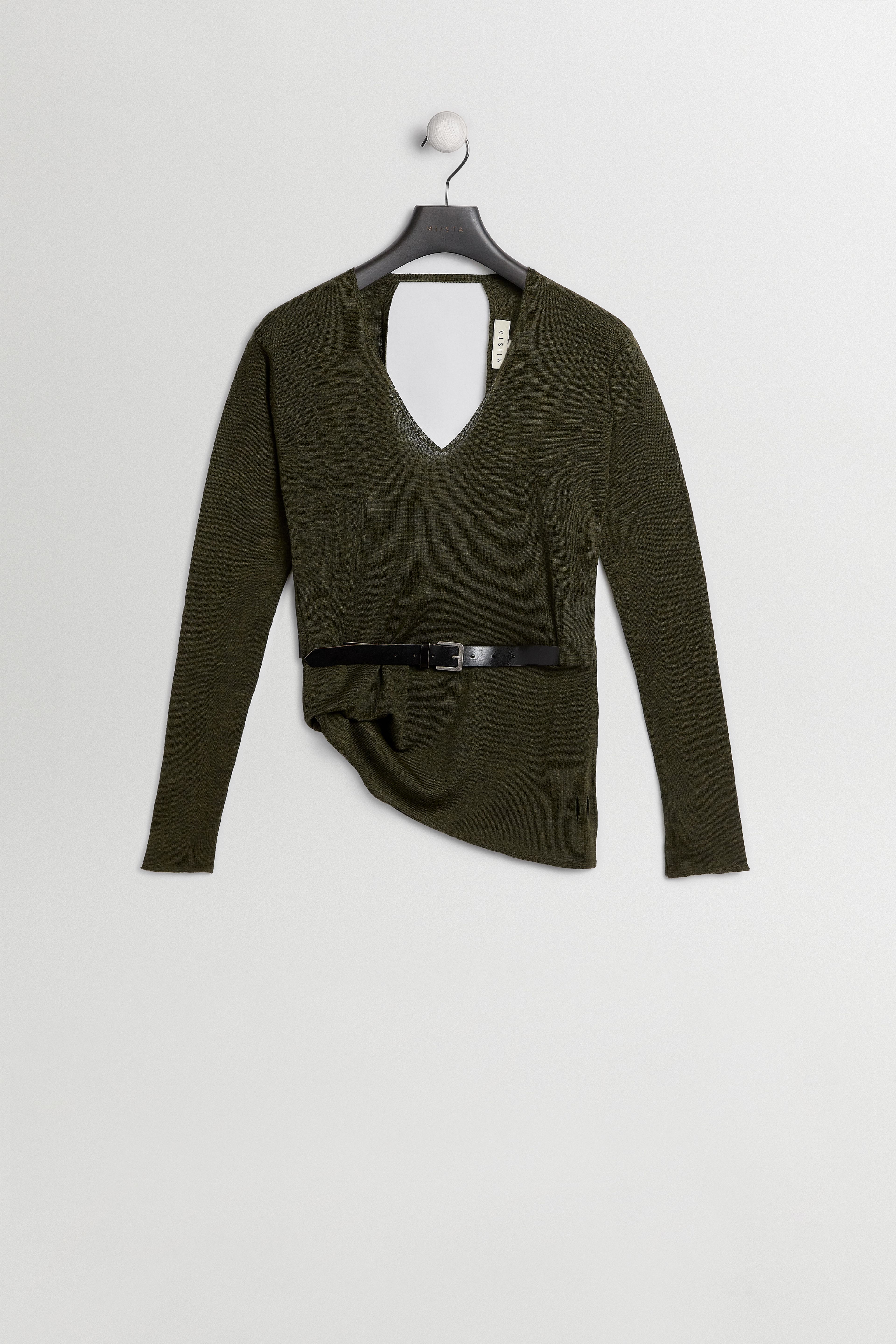 Yoko Jumper - Khaki Extra Fine Merino Knit | Miista | Designed & Handmade in Europe